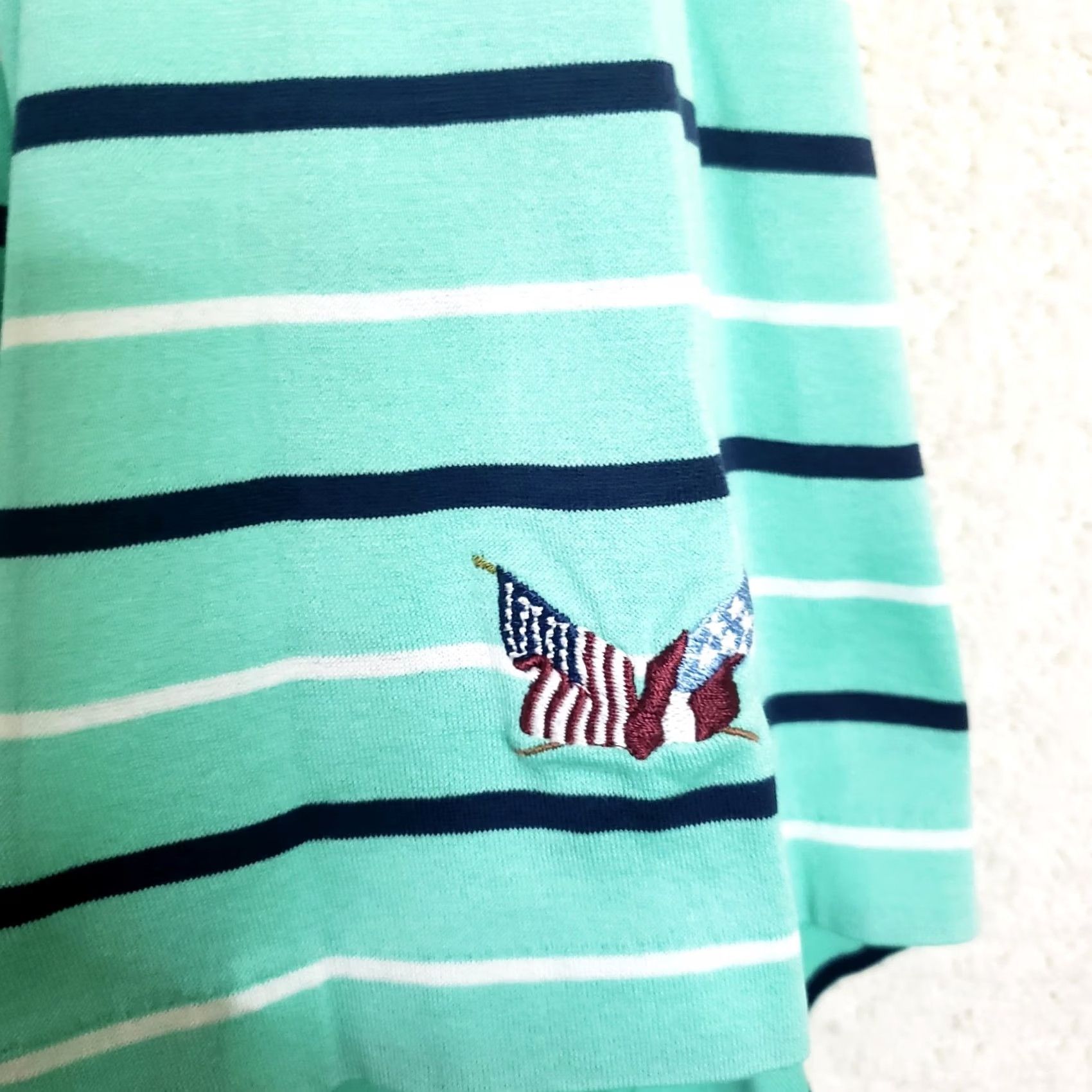 Vintage Polo Golf Shirt Mens L Teal Green Striped Polo Shirt SS Polo Shirt Embroidered Logo Golf Size US L / EU 52-54 / 3 - 7 Thumbnail
