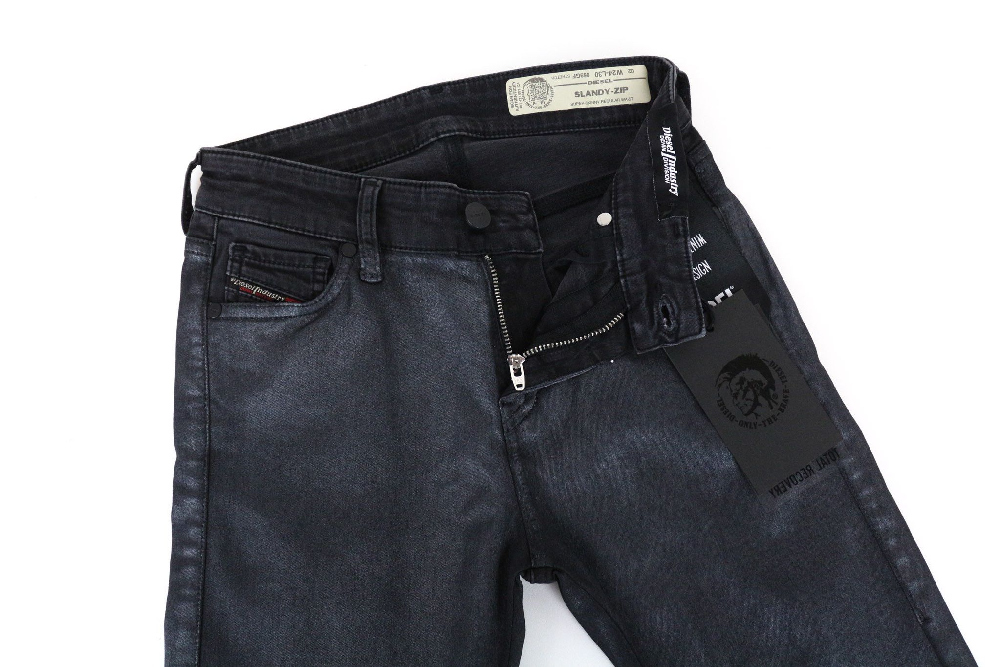 Diesel SLANDY-ZIP 069GF W24/L30 Grey Coated Jeans 70944 Size 24" / US 00 / IT 34 - 3 Thumbnail