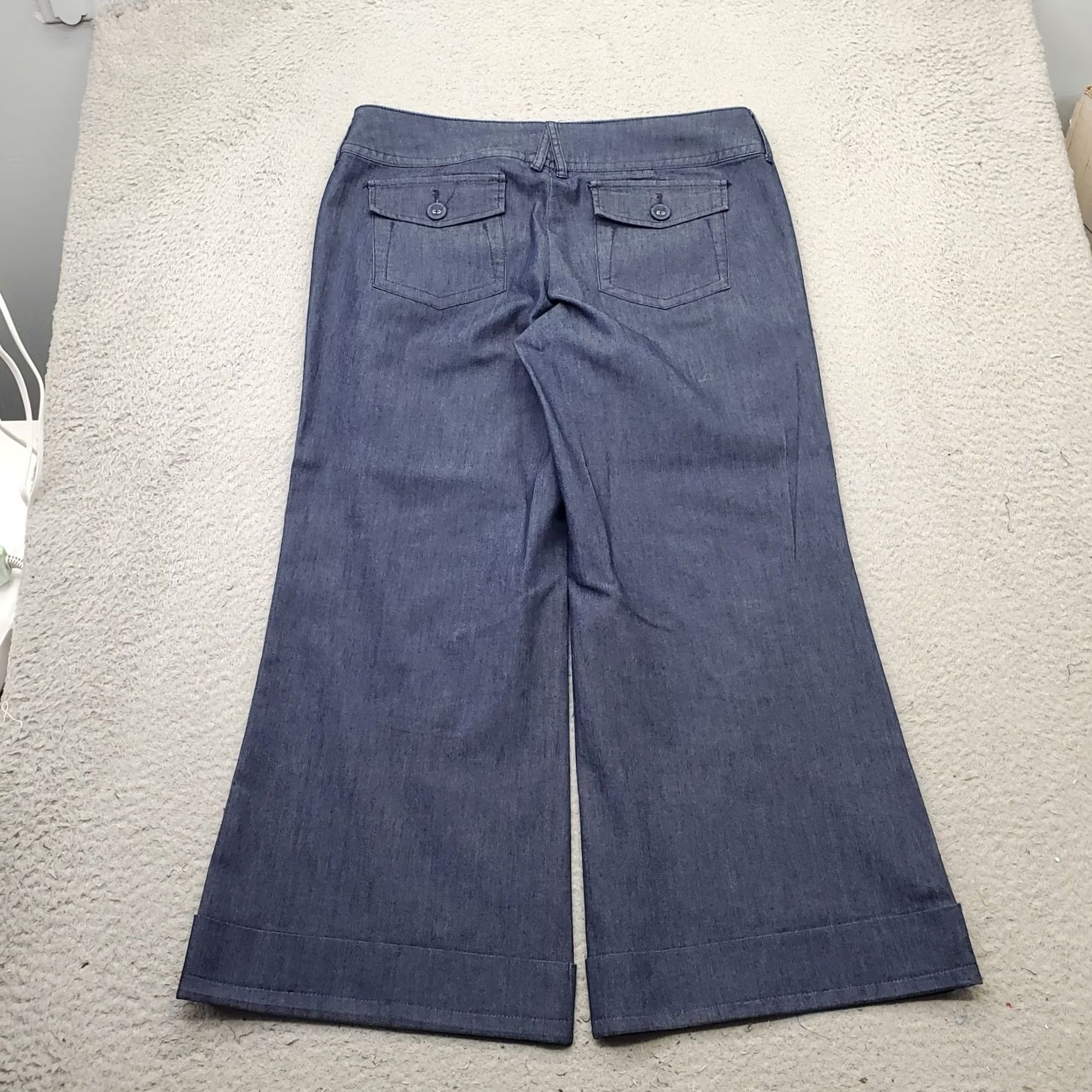 Vintage Elle Denim Pants Womens 12 Blue Stretch Comfort Boho Wide-Leg Medium Wash Size 12 Womens Pants Size 34" / US 12 / IT 48 - 2 Thumbnail