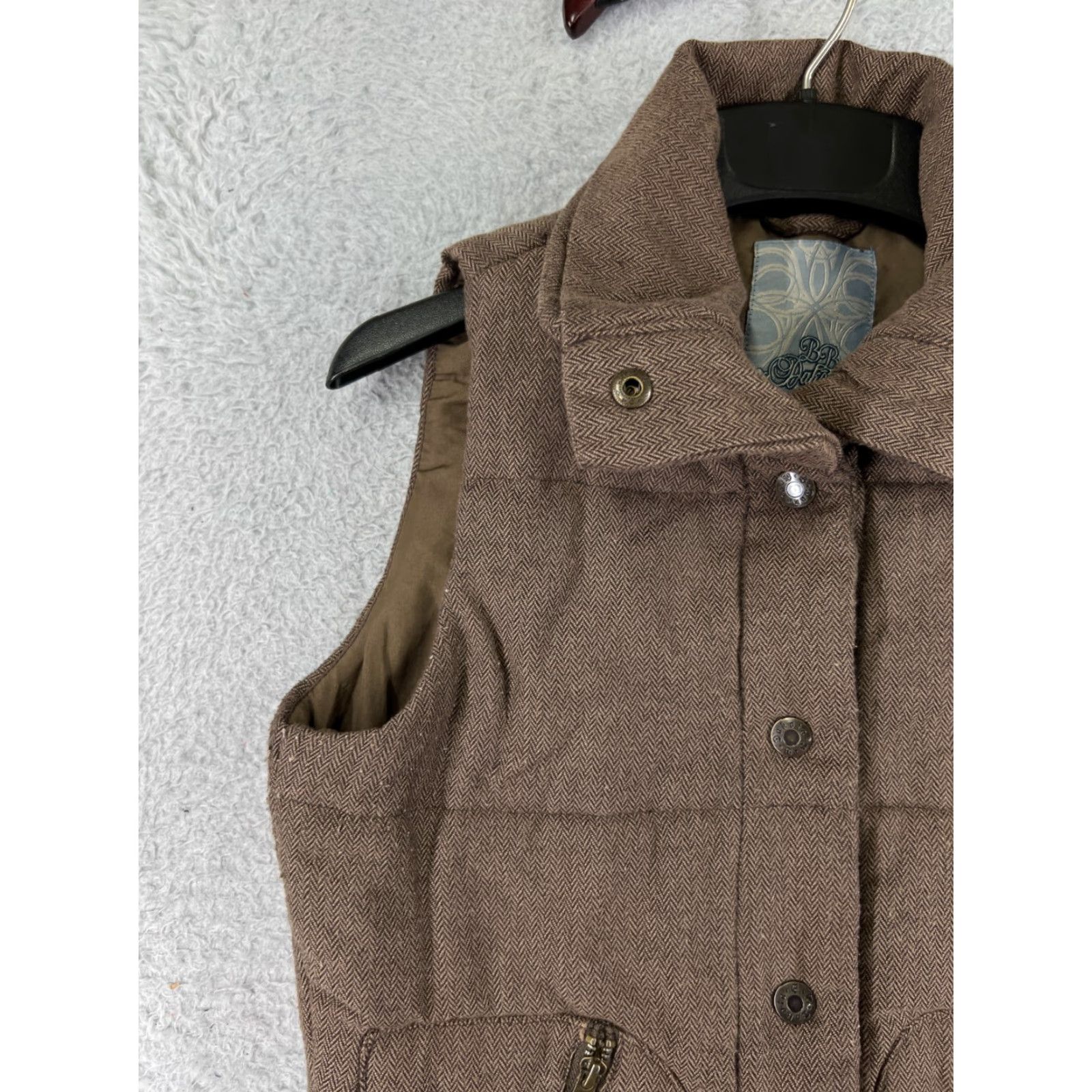 BB Dakota BB Dakota Vest Women Small Brown Wool Blend Herringbone Casual Fall Outdoor Sleeveless Size S / US 4 / IT 40 - 5 Thumbnail