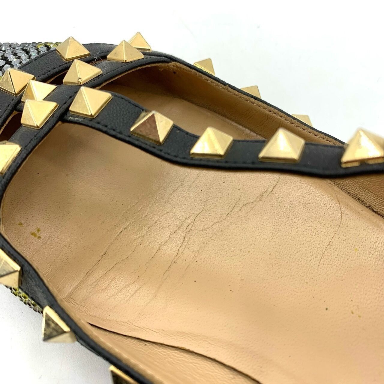 Valentino Valentino Garavani Rivet Pointed Flat Sandals 38 Black Full Size US 8 / IT 38 - 3 Thumbnail
