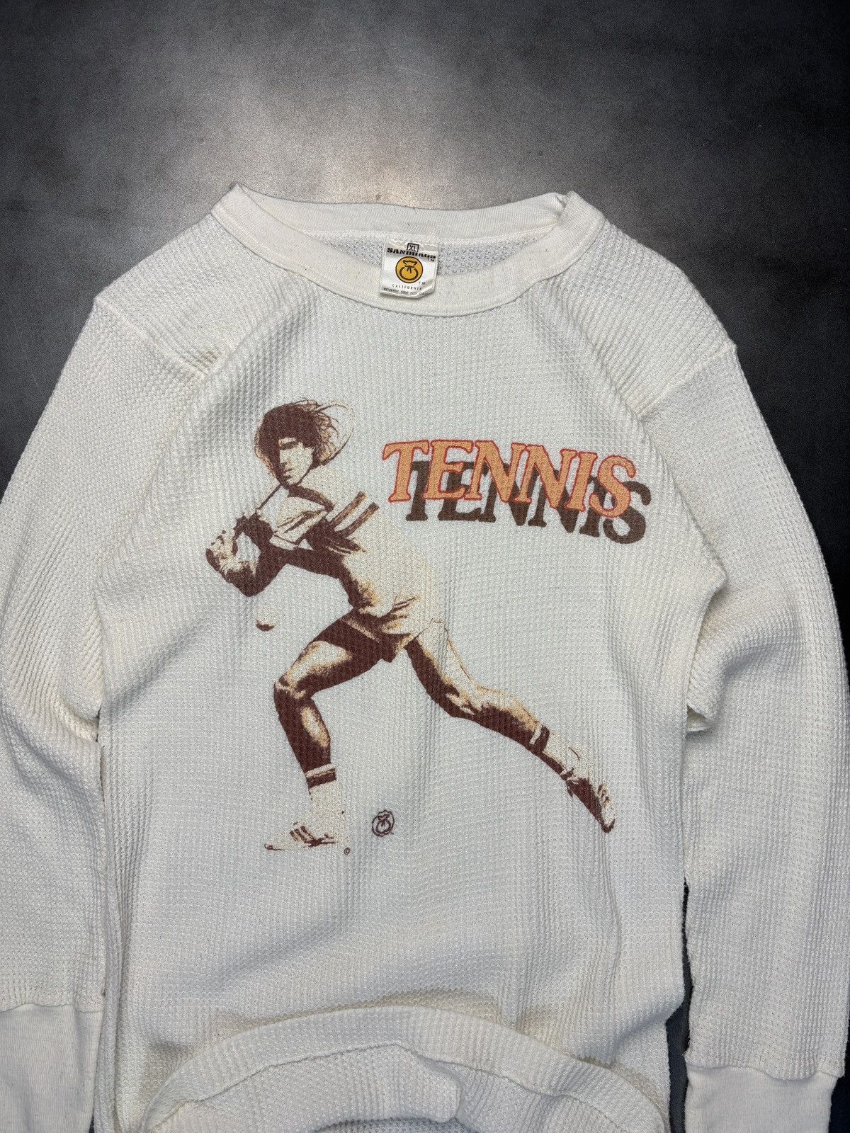 Vintage Vintage Thermal Long Sleeve Waffle Knit ALP Tennis Sandbags Size US S / EU 44-46 / 1 - 3 Thumbnail