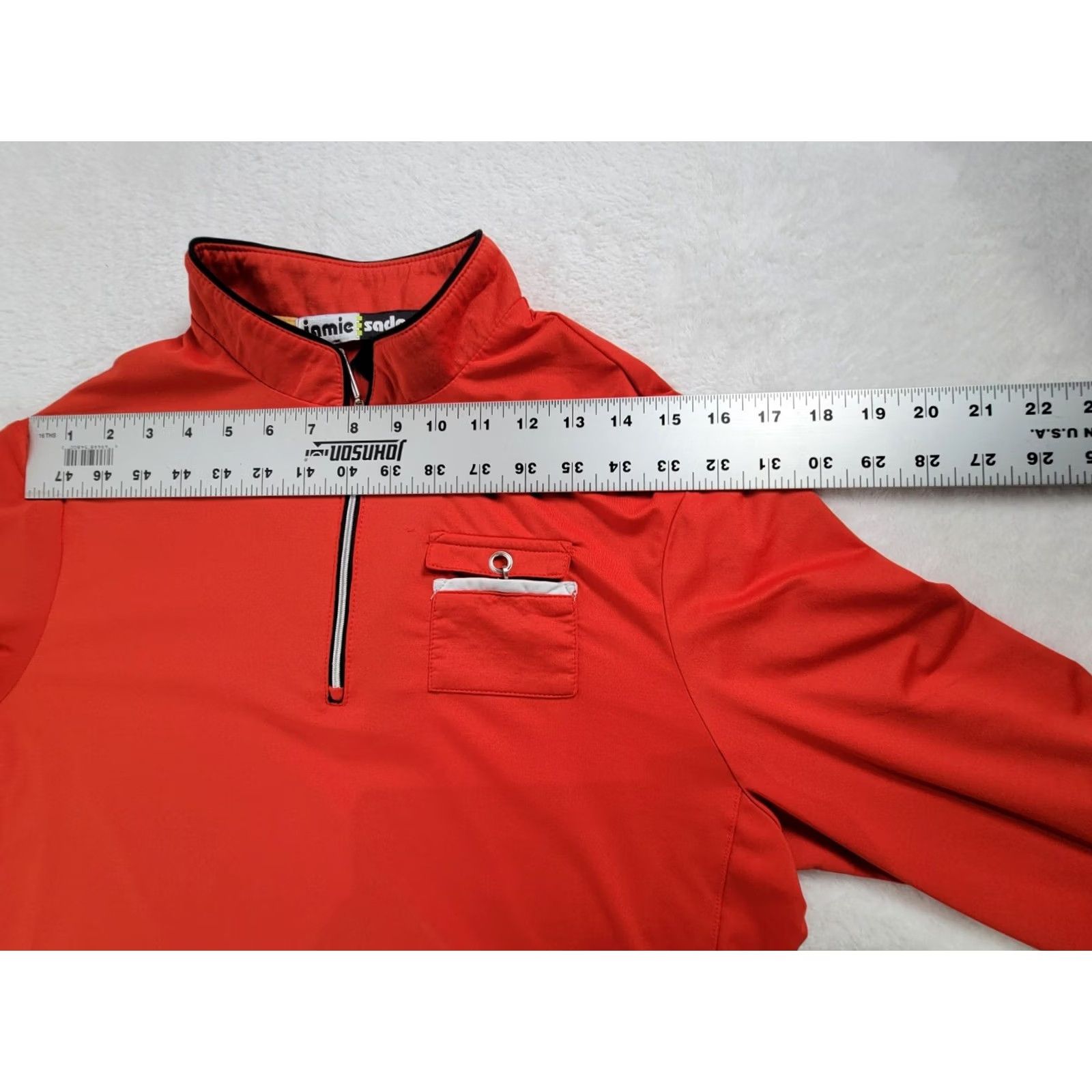 Vintage Jamie Sadock Womens Golf Shirt Medium Red 1/4 Zip Preppy Performance Activewear Shirt Women Red Golf 1/4 Zip Pullover Mock Neck Long Sleeve Striped? Size M / US 6-8 / IT 42-44 - 7 Thumbnail