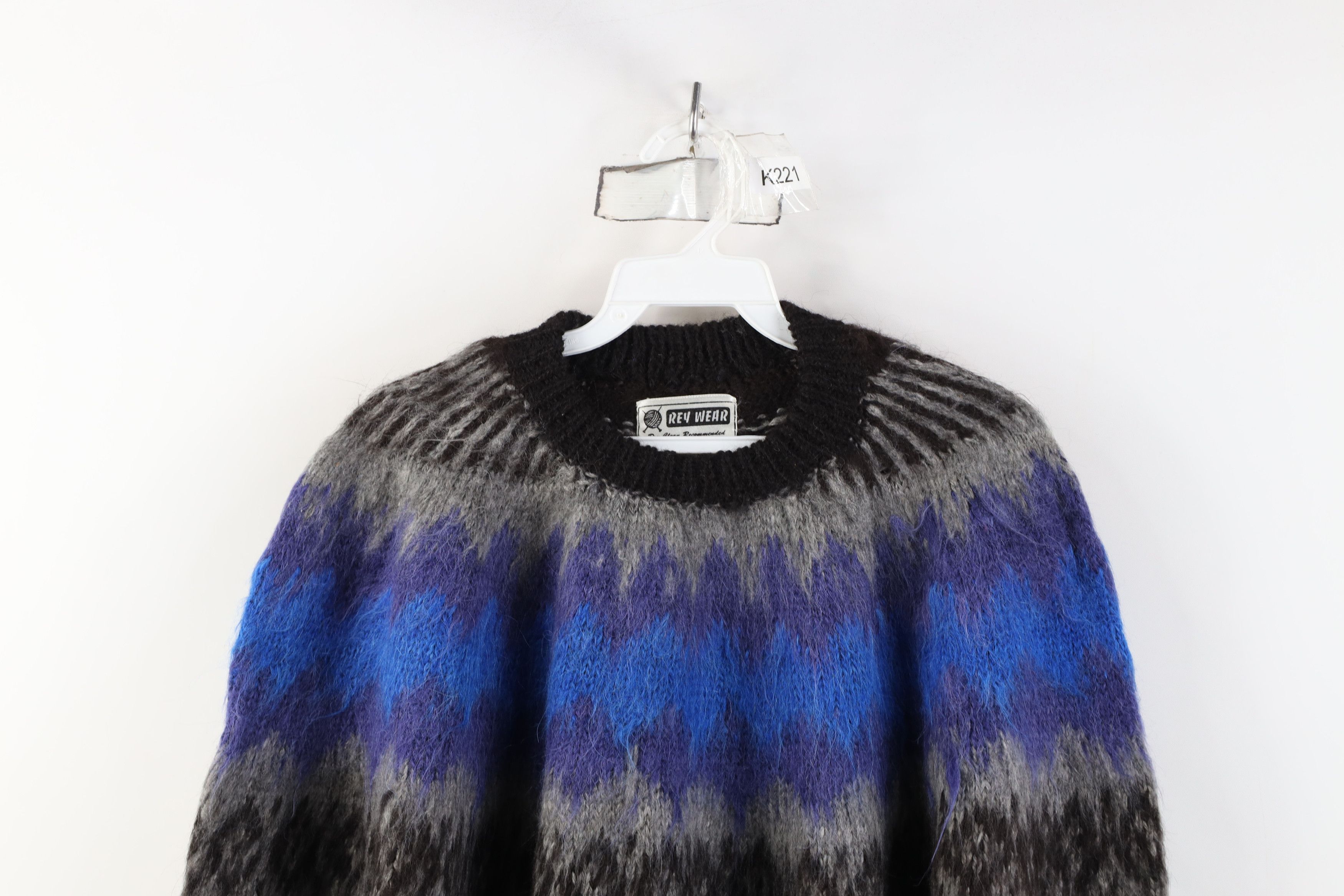 Vintage Vintage 90s Streetwear Shag Fair Isle Knit Crewneck Sweater Size XL / US 12-14 / IT 48-50 - 2 Thumbnail