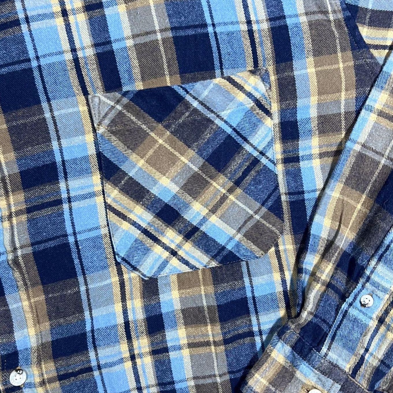 Vintage Atlas For Men Lumberjack Plaid Check Long Sleeve Cotton Flannel Shirt 4XL Blue Brown Beige Check Button-Up Casual Mens Size US XXL / EU 58 / 5 - 3 Thumbnail