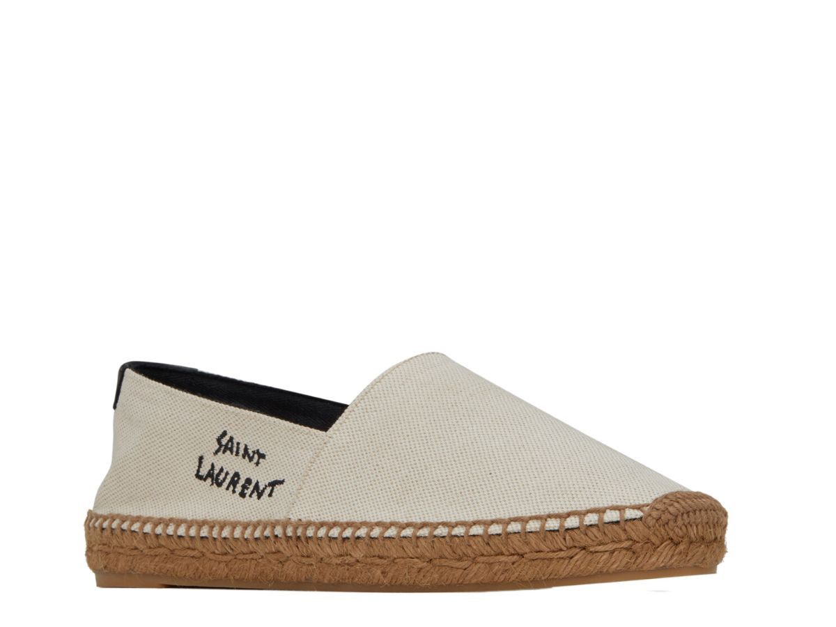 Saint Laurent Paris oc11z1125 Embroidered Espadrilles in Canvas in Natural Beige Size US 11 / EU 44 - 3 Thumbnail