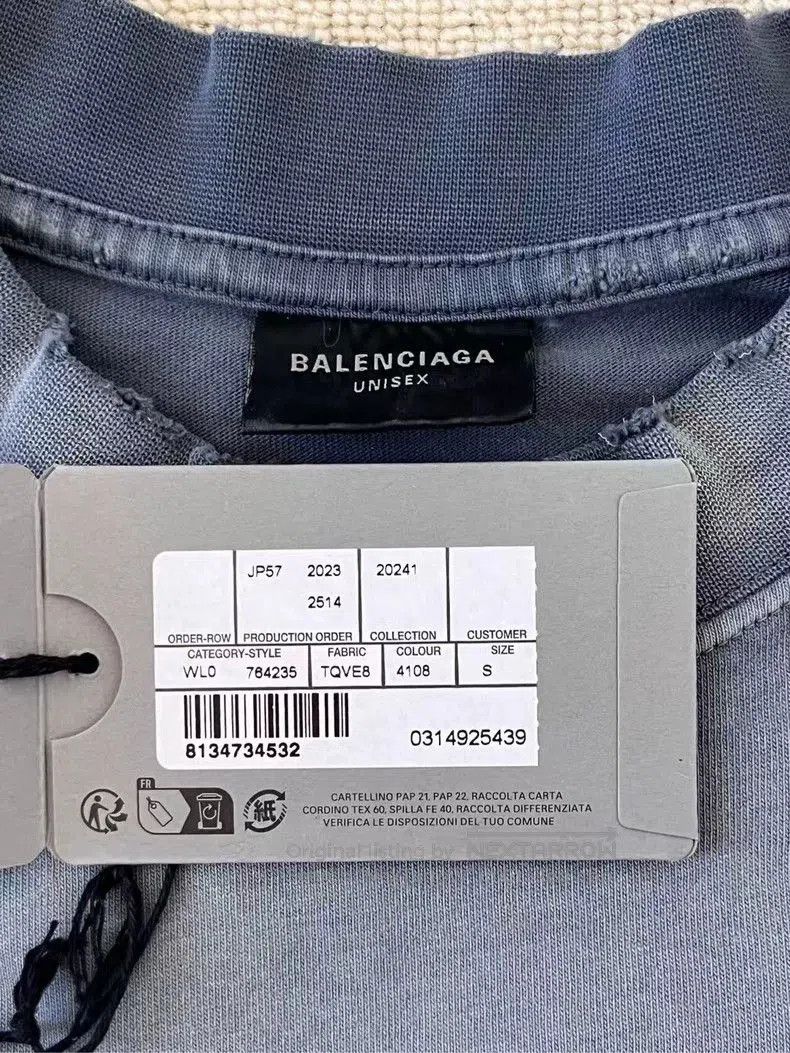 Balenciaga 24FW Distressed Diamond SNBN Tee.