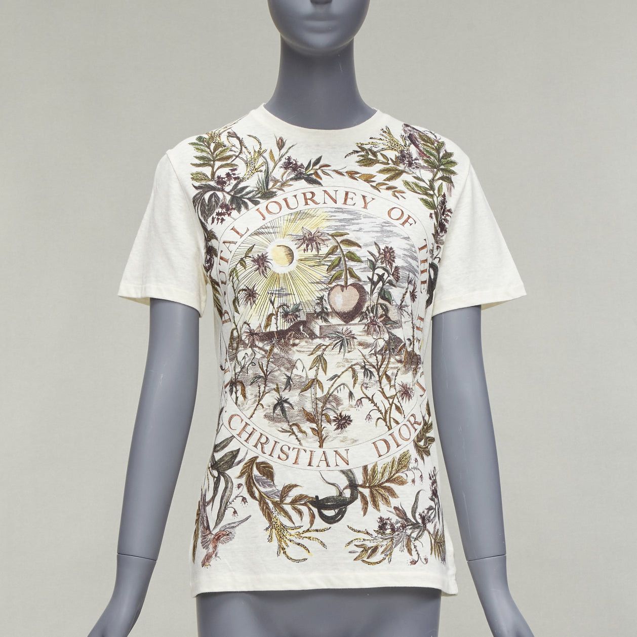 Dior CHRISTIAN DIOR cream cotton linen brutal journey of the heart crew tshirt S Size ONE SIZE - 1 Thumbnail