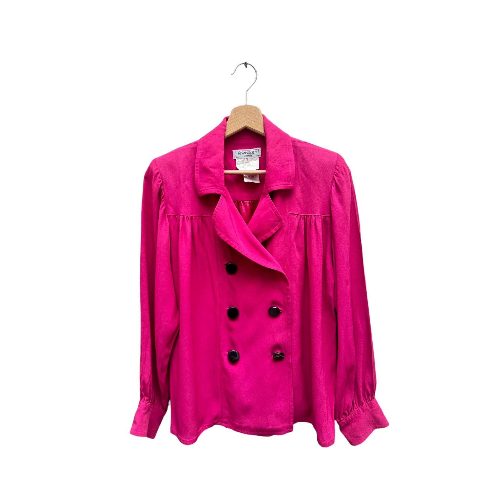 image of YVES Saint Laurent Fw 1991 Pink Double Breasted Shirt, Women's (Size Medium)