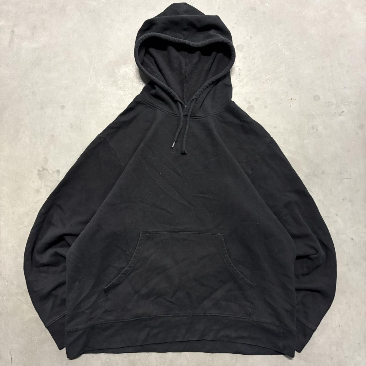 Japanese Brand × Vintage Crazy Vintage Y2K/2000s Blank Black Minimalist Essential Hoodie! Size US XXL / EU 58 / 5 - 1 Thumbnail