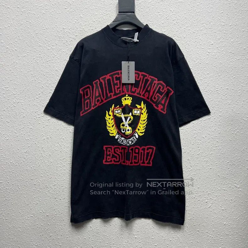 Balenciaga Balenciaga Black Graffiti Scissors Shield 1917 Short Sleev Size US XS / EU 42 / 0 - 1 Thumbnail