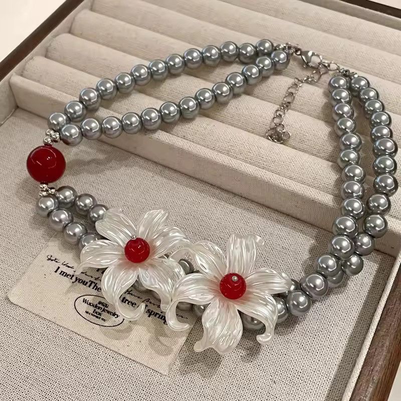 Vintage Flowers Double Chain Necklace Size ONE SIZE - 3 Thumbnail