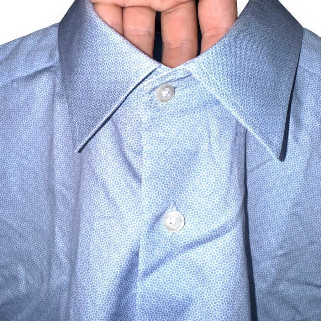 David Donahue David Donahue Light Blue Flower Print Dress Shirt 17.5 32/33 Size US XL / EU 56 / 4 - 4 Thumbnail