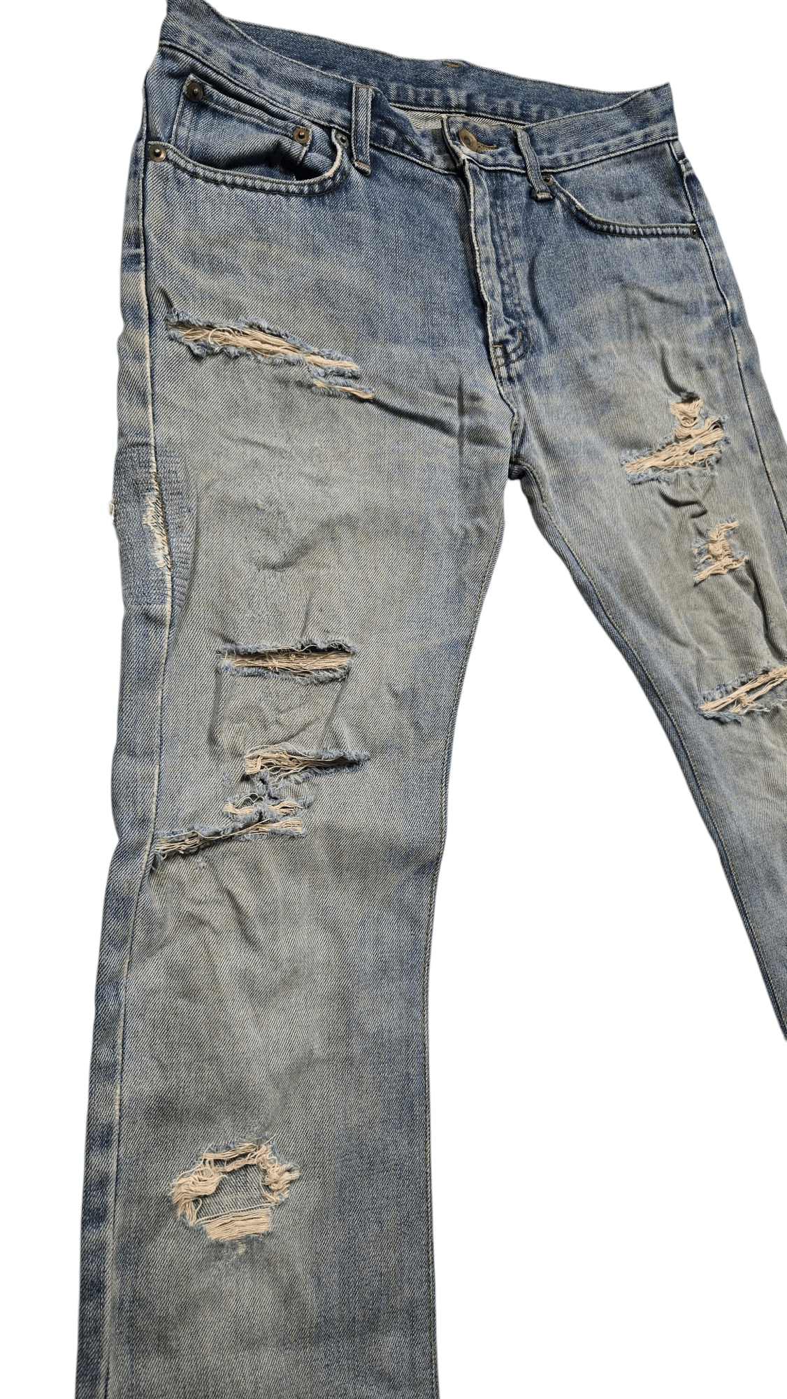 Vintage Vintage 00s Y2K Distressed Zig Zag Uniqlo Denim Jeans Size US 31 - 3 Thumbnail
