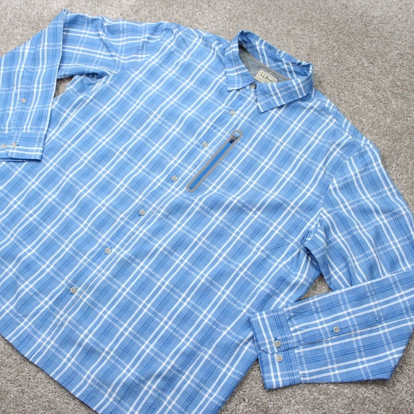 Vintage L.L. Bean Seersucker Shirt Men XL Reg Blue/White Comfort Stretch L/S Button-Up Shirt Size US XL / EU 56 / 4 - 4 Thumbnail