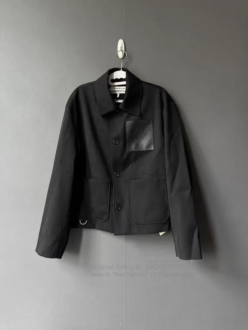Loewe Loewe Black leather tag wool work jacket Size US S / EU 44-46 / 1 - 1 Thumbnail