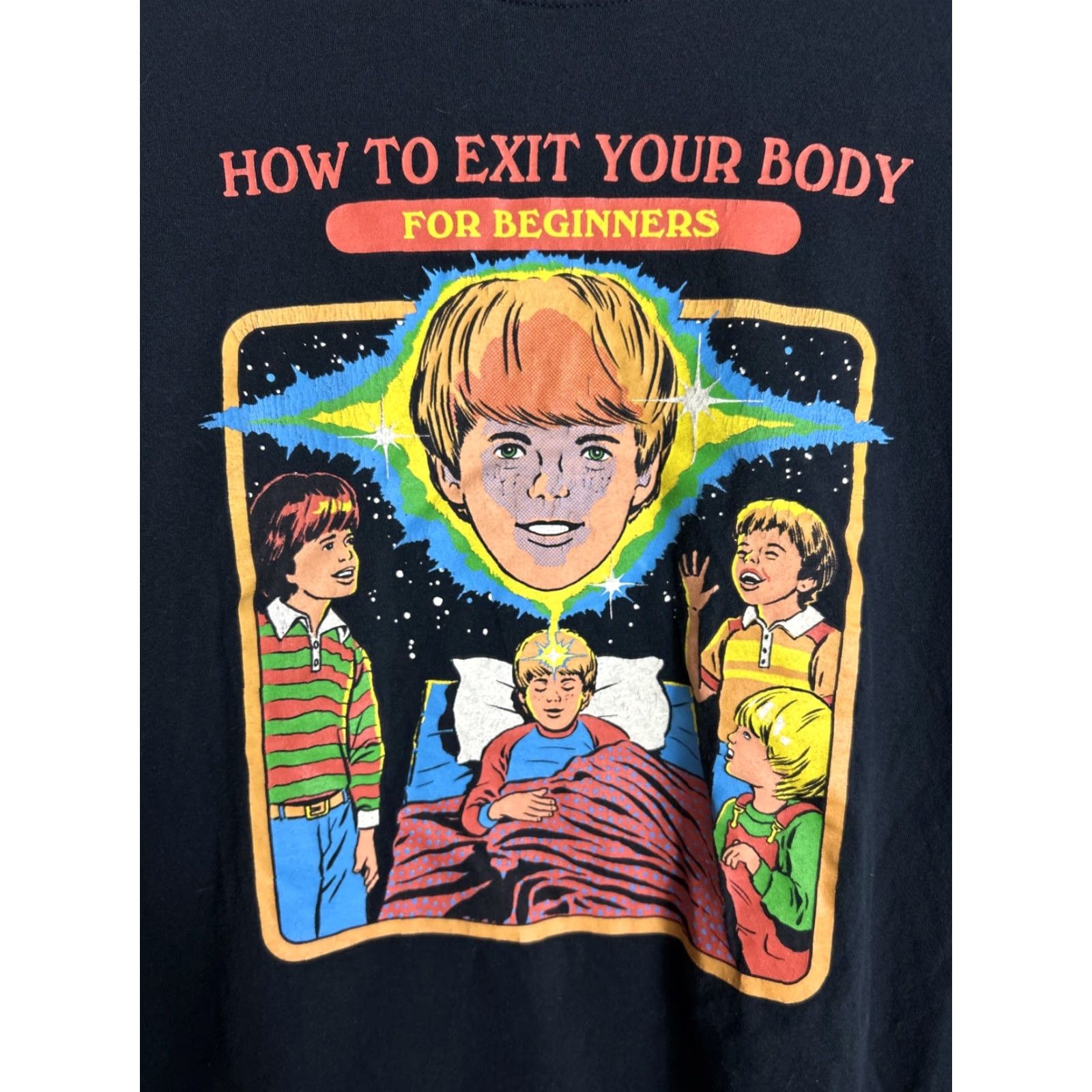 RHODE VINTAGE Steven Rhodes Shirt Womens Large Black How To Exit Your Body Short Sleeves Size L / US 10 / IT 46 - 5 Thumbnail