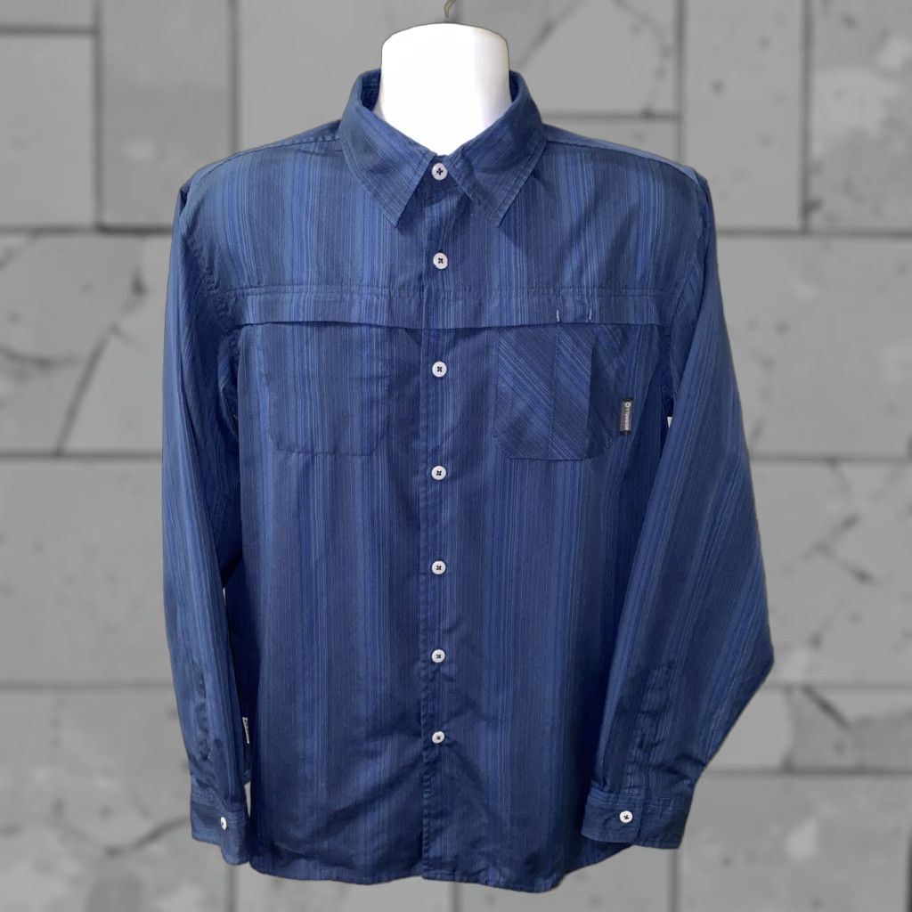 Merrell Merrell Mens Blue Long Sleeve Button Front Shirt 23 In Armpit - Regular L, Button-Up, Collared, Striped, Men’s Shirt Size US L / EU 52-54 / 3 - 1 Thumbnail