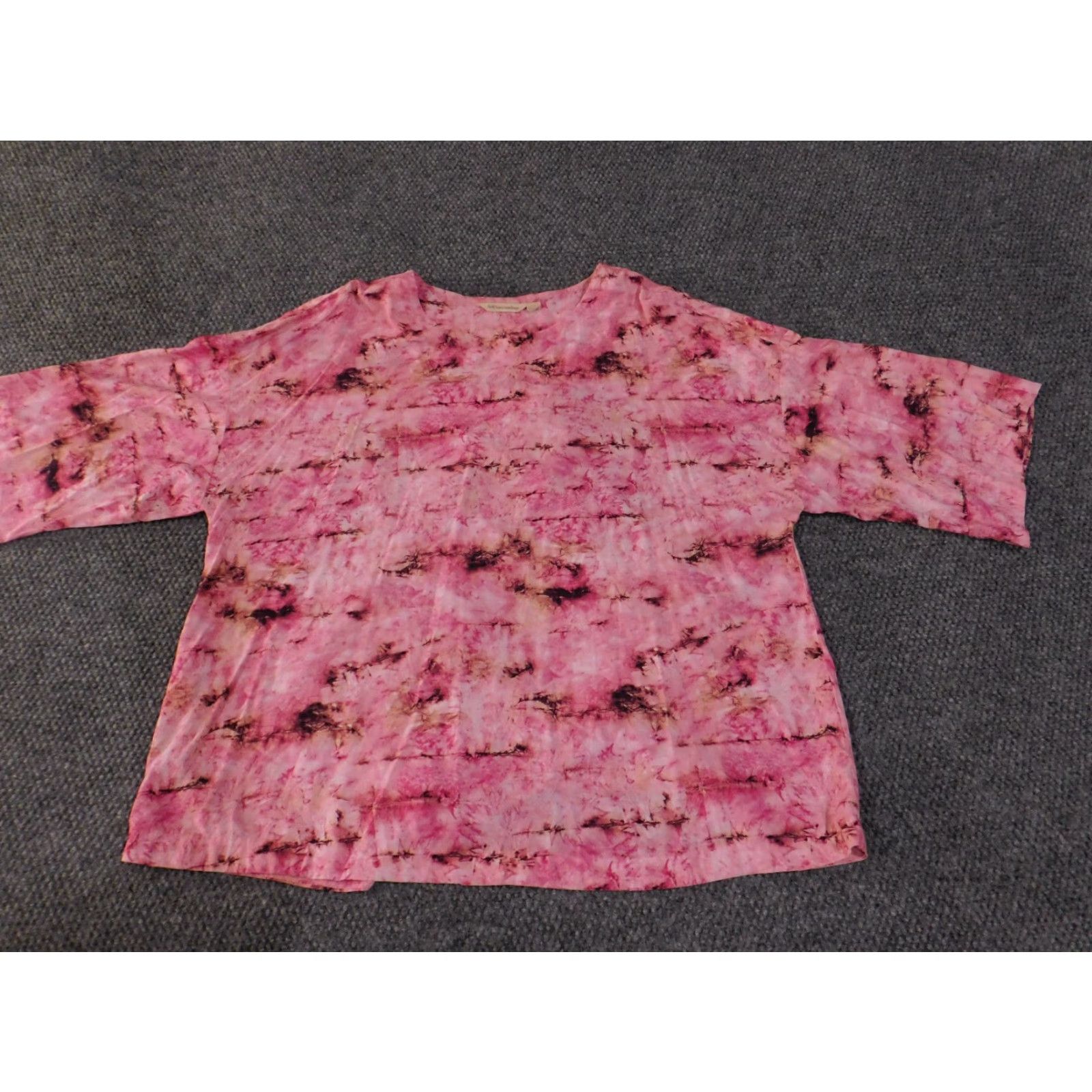 Soft Surroundings Soft Surroundings Pink Tie Dye Knit 3/4 Sleeve Tunic Blouse 1X Womens Casual Travel Spring Summer Fall High Low Knit Shirt Size XL / US 12-14 / IT 48-50 - 3 Thumbnail