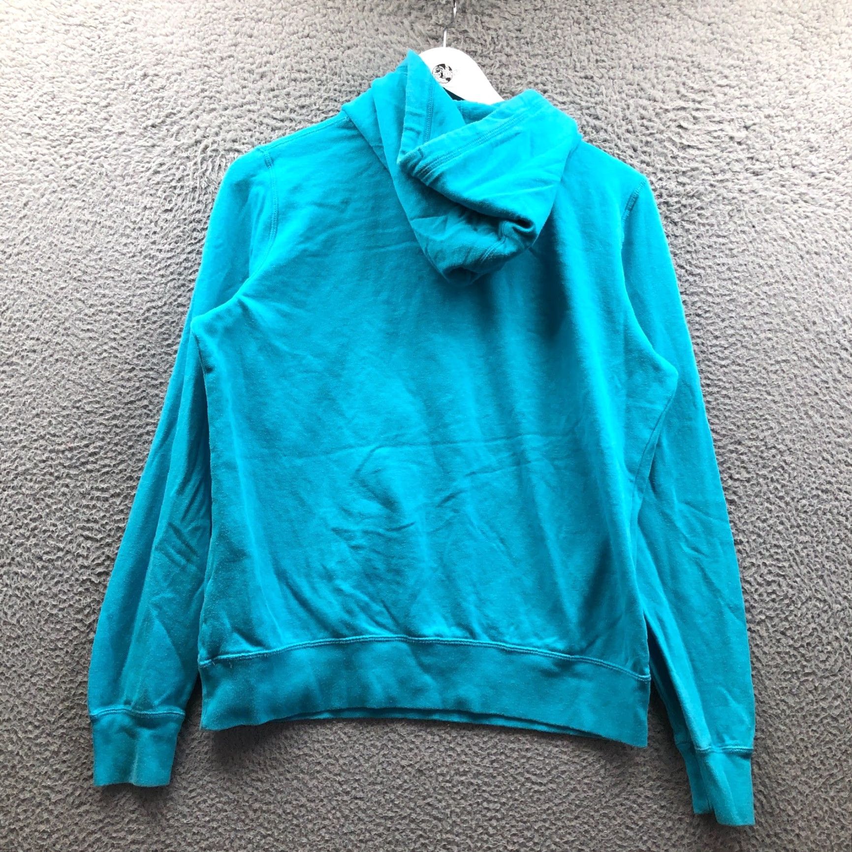 Nike VINTAGE? Nike Solo Swoosh Fleece Hoodie Sweatshirt Womens Large Long Sleeve Aqua White Size L / US 10 / IT 46 - 5 Thumbnail