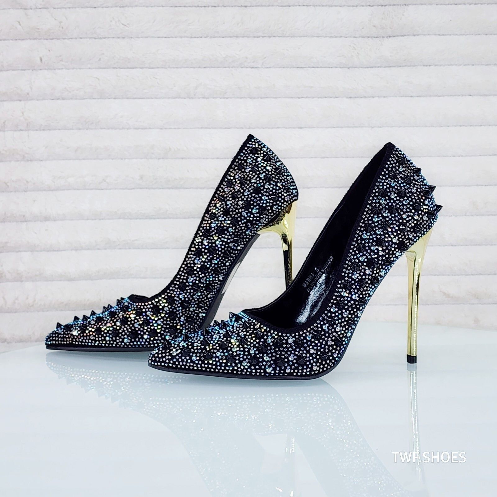 Other Wicked Sexy Spike Stud Iridescent Rhinestone High Heel Pump Size US 10 / IT 40 - 5 Thumbnail