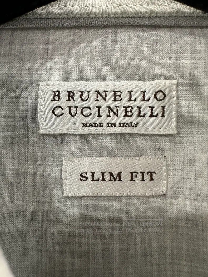 Brunello Cucinelli Brunello Cucinelli Gray and white vertical striped shirt Size US S / EU 44-46 / 1 - 4 Thumbnail
