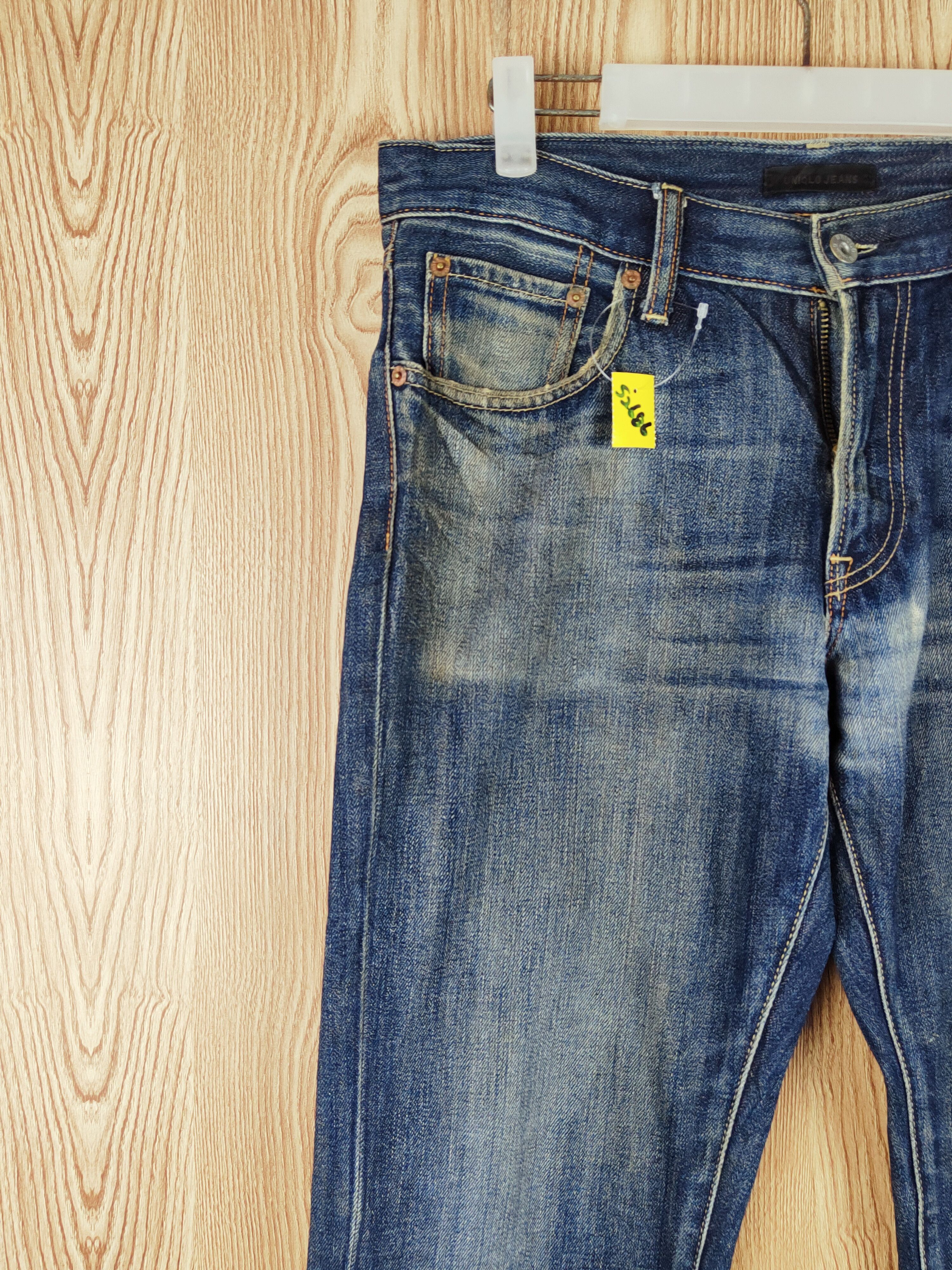 Japanese Brand Uniqlo Dark Blue Distressed Ripped Jeans #S2686 Size US 31 - 3 Thumbnail