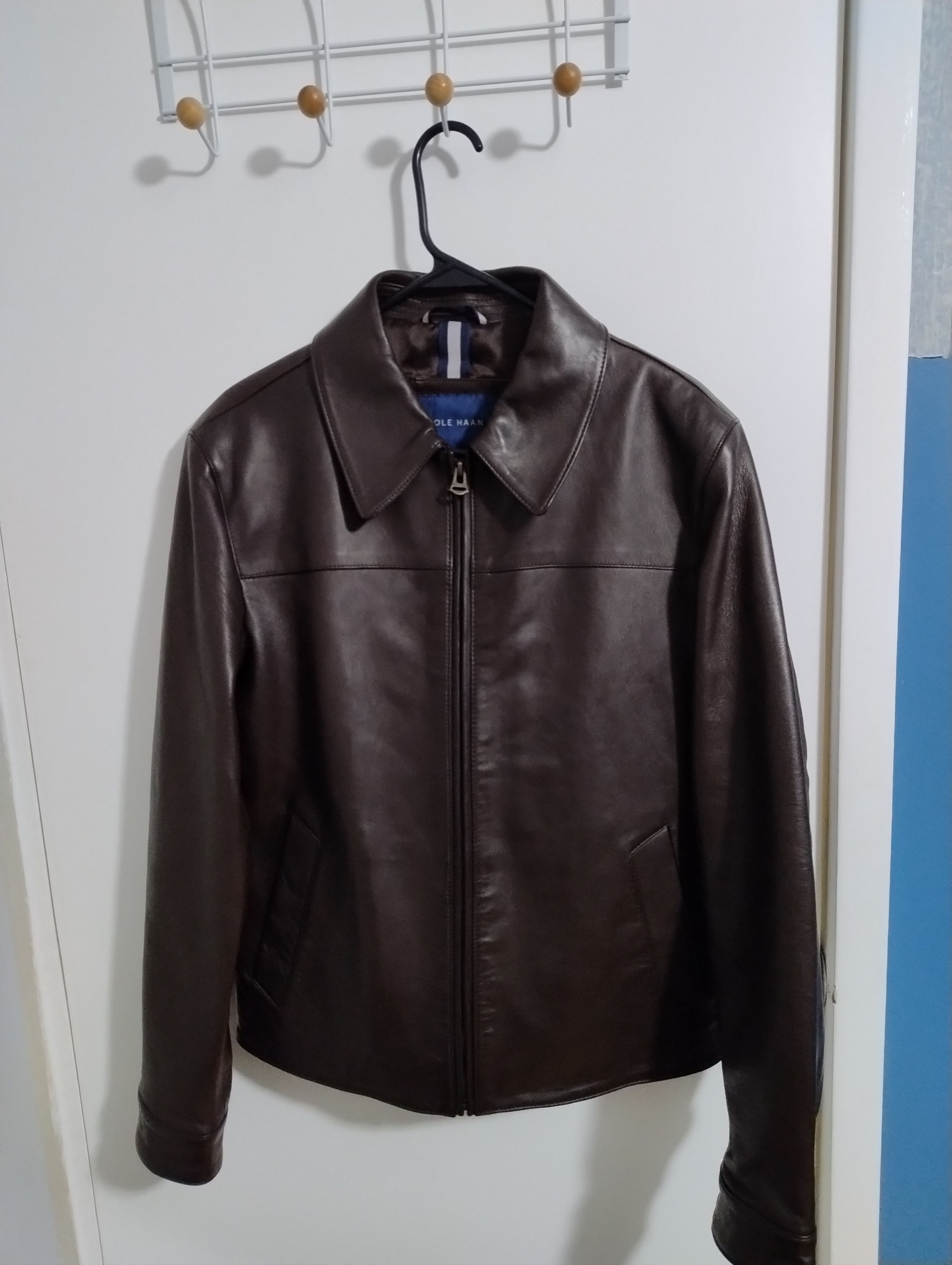image of Cole Haan Leather Jacket in Brown, Men's (Size Small)