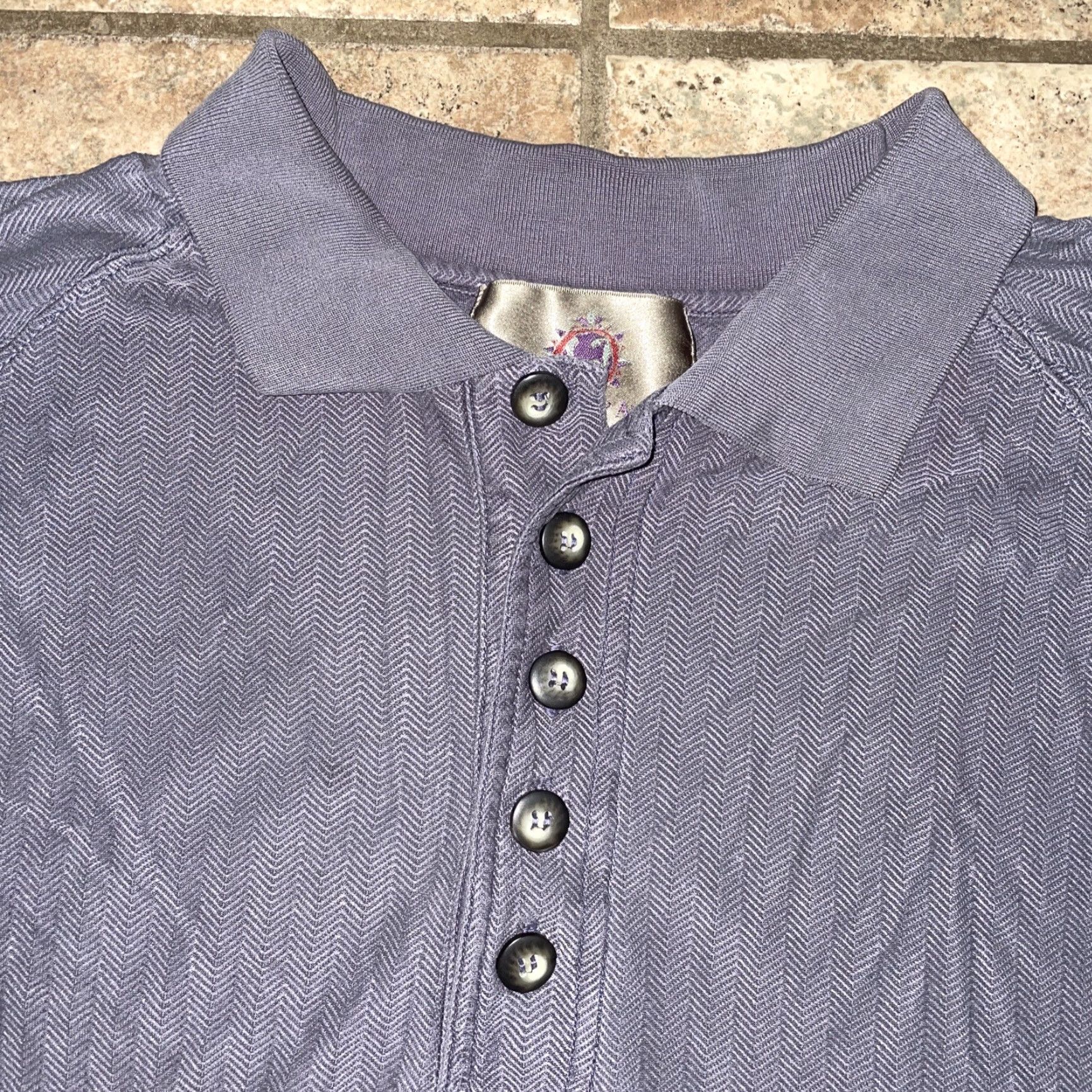 Vintage The Territory Ahead purple silk polo L Mens Regular Short Sleeve Button-Up Shirt Size US L / EU 52-54 / 3 - 2 Thumbnail