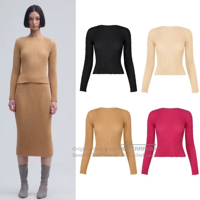 Issey Miyake Issey Miyake Camel Crew Neck Long Sleeve Top Size M / US 6-8 / IT 42-44 - 1 Thumbnail