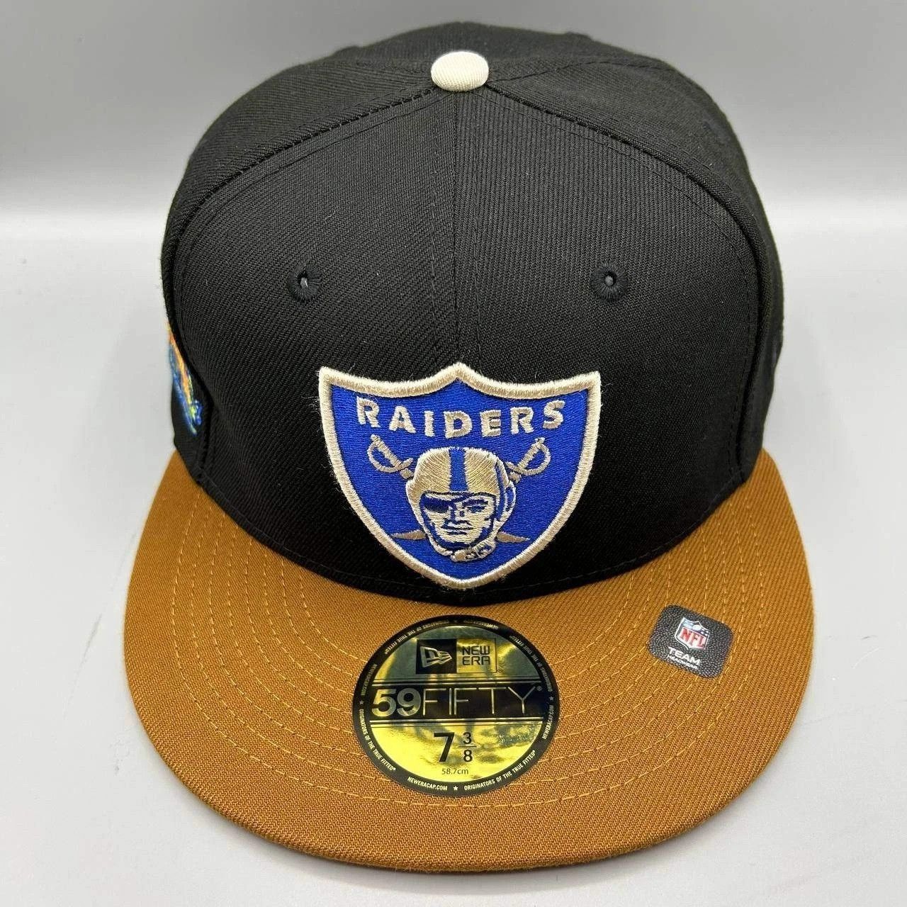 New Era Las Vegas Raiders Hat Men 7 3/8 Black Brown NFL Fitted Cap Size ONE SIZE - 2 Thumbnail