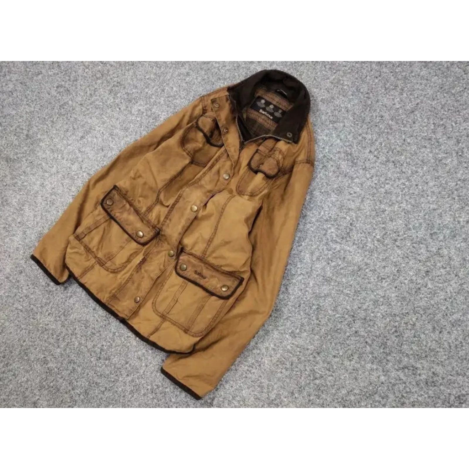 Barbour VINTAGE Barbour Women's Jacket Wax Brown Utility E145 Retail Ladies Regular Size L Leather? (Note: Original title contains 'Cotton' canvas etc.) Size L / US 10 / IT 46 - 3 Thumbnail