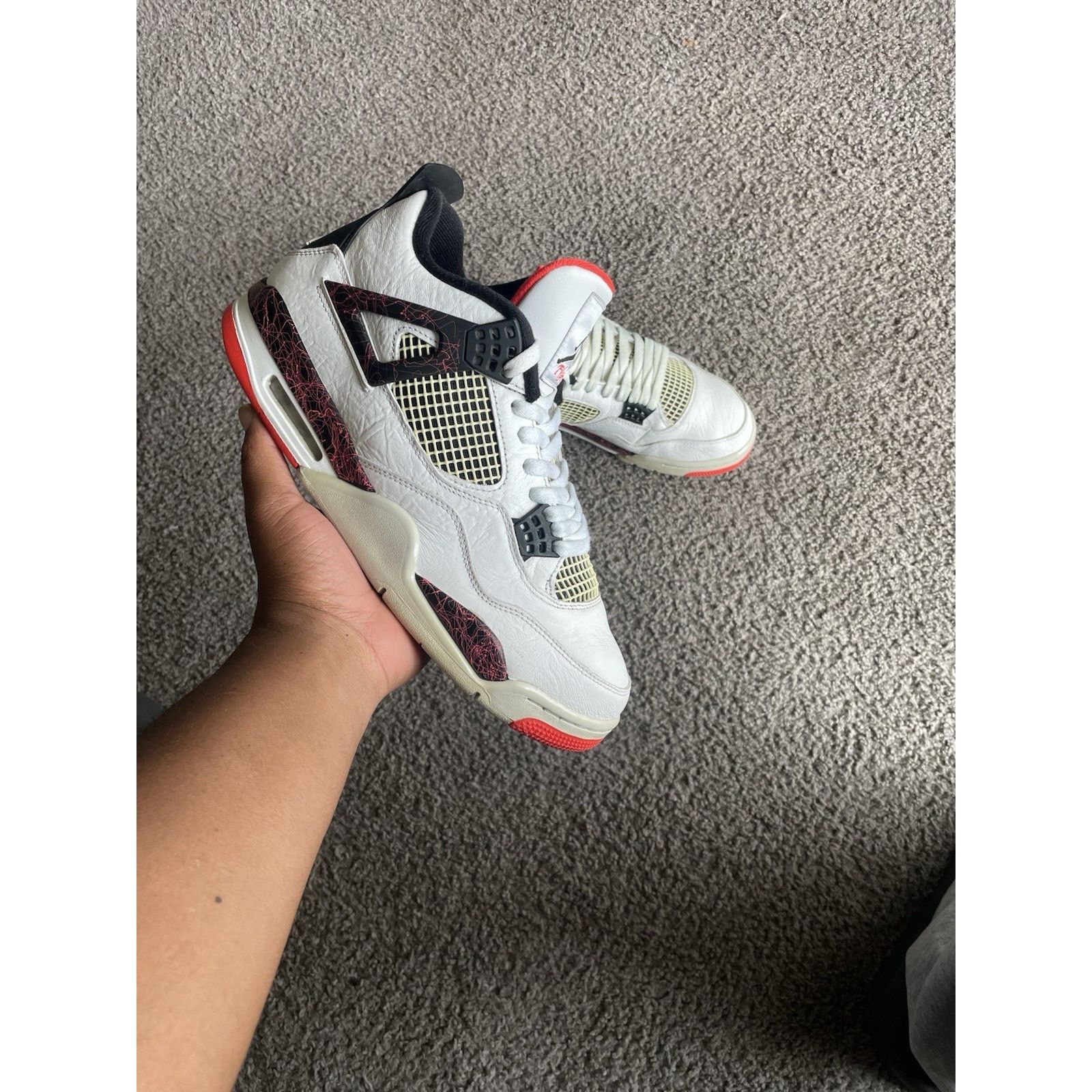 Jordan Brand Size 11.5-Air Jordan 4 Retro Pale Citron Bright Crimson 2019 Size US 11.5 / EU 44-45 - 1 Thumbnail