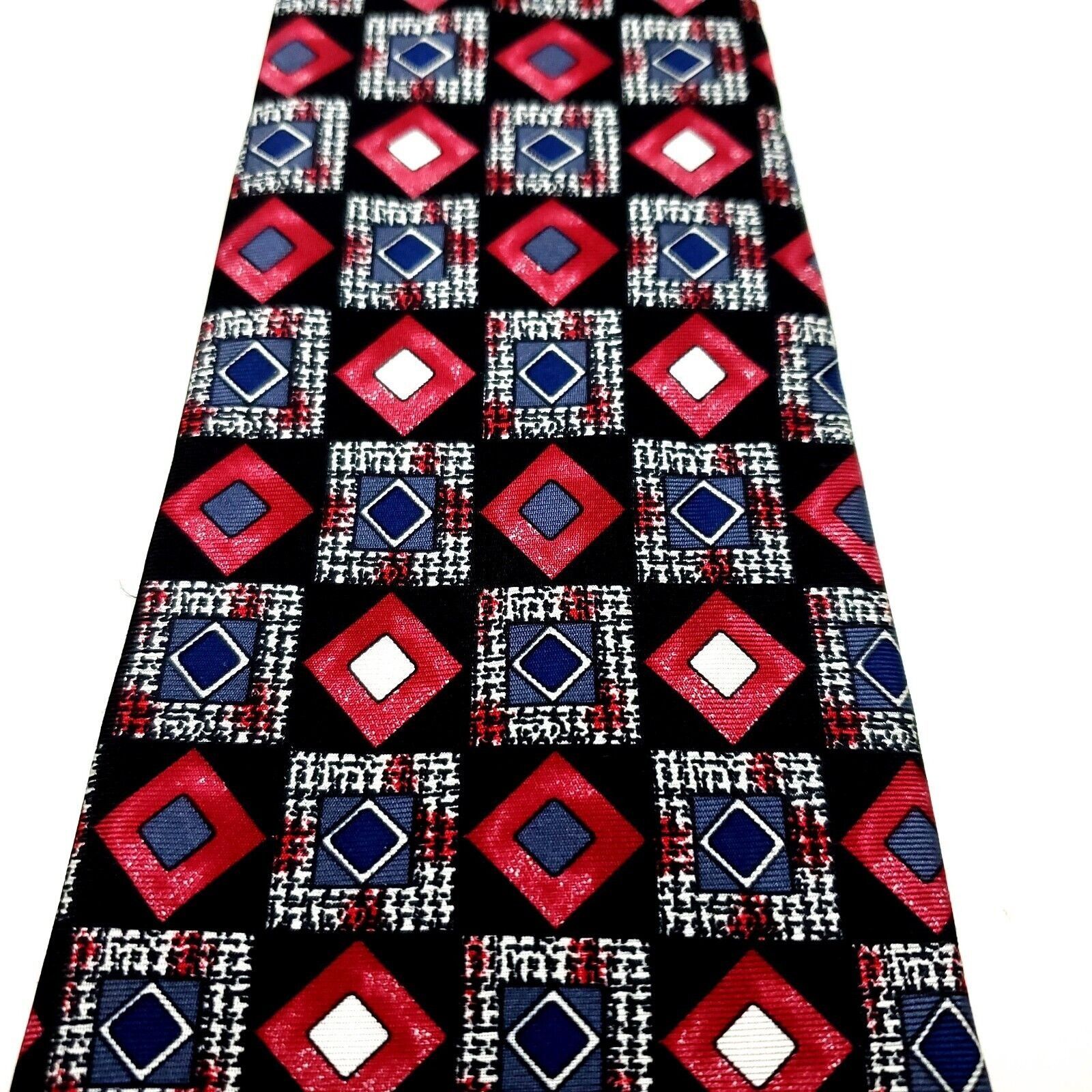 Arrow Arrow Silk Tie Print Black Red Geometric Short Wide Size ONE SIZE - 2 Thumbnail