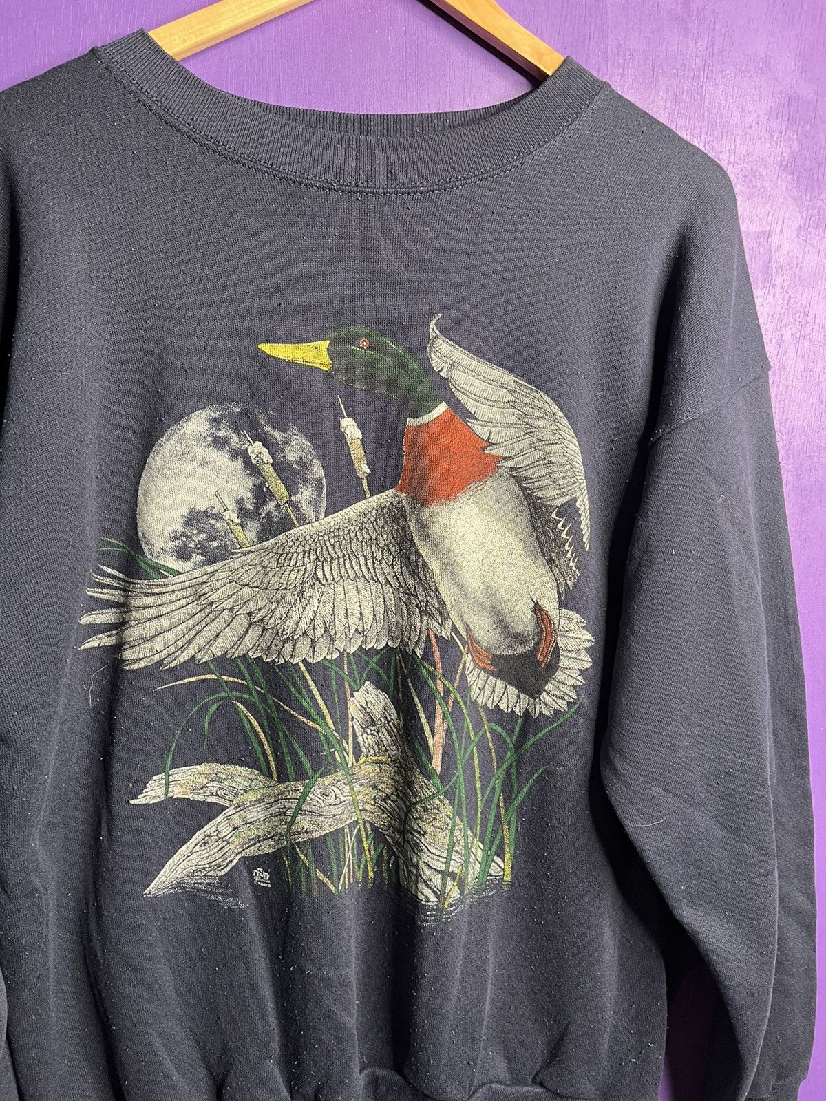 Vintage Vintage 90s Duck in a marsh crewneck Size US L / EU 52-54 / 3 - 3 Thumbnail