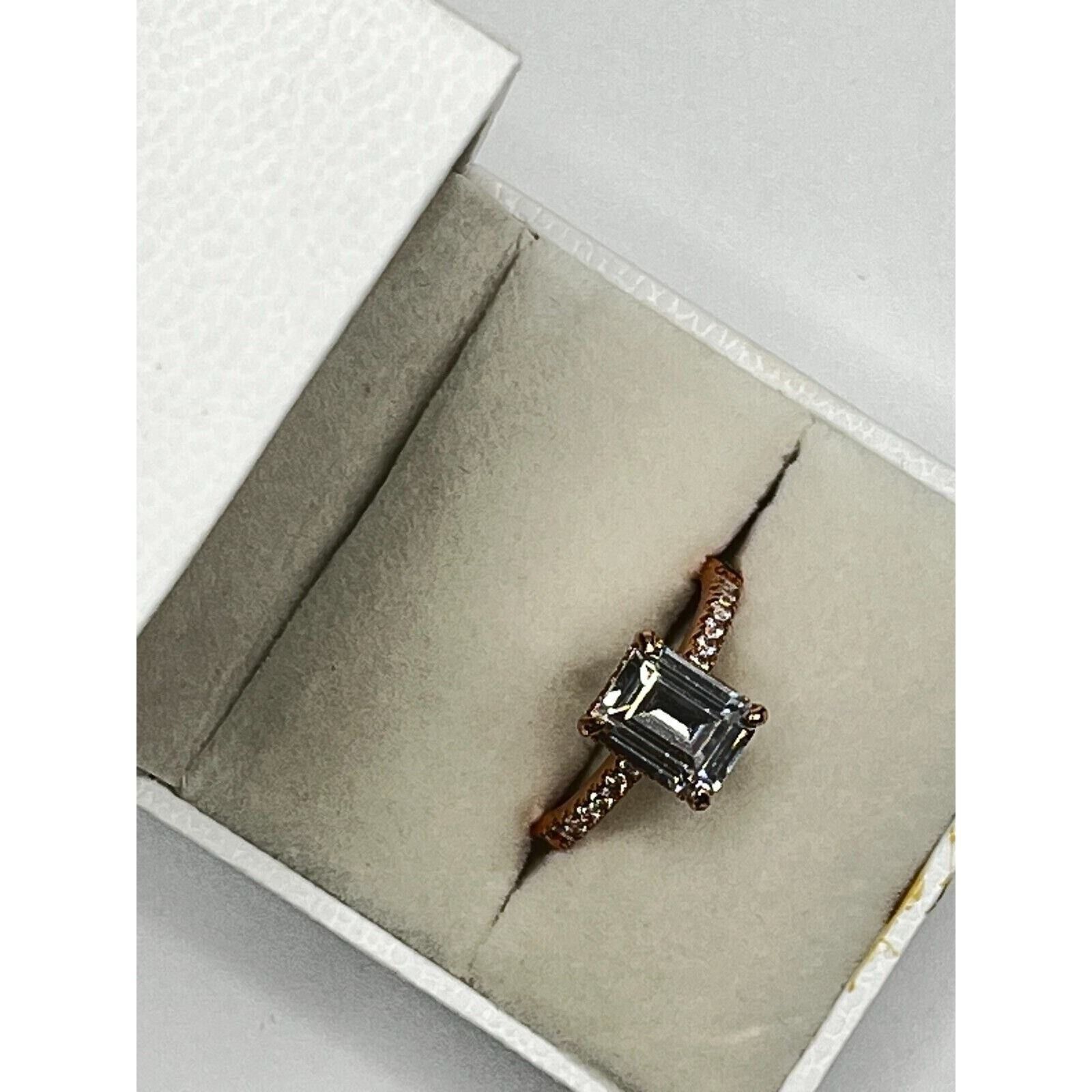 The Unbranded Brand Sterling .925 Emerald Cut CZ Diamond Engagement Ring W Size ONE SIZE - 4 Thumbnail