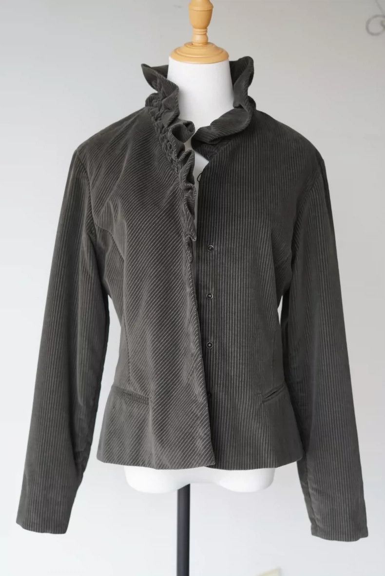 Kenzo KENZO Moss green petal collar corduroy coat, 1990s Size XS / US 0-2 / IT 36-38 - 9 Thumbnail