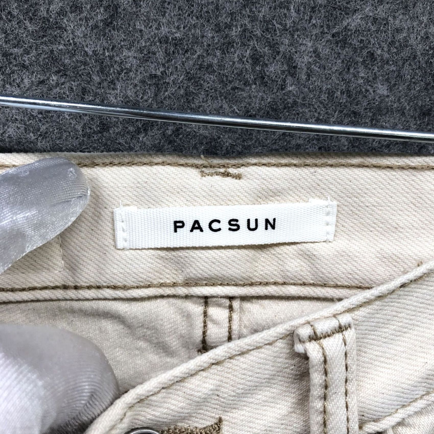 Pacsun Pacsun High Rise Boot Jeans Womens Size 23 Beige Cream Button Fly Cotton Denim Jeans Boots Size 40" / US 18 - 6 Thumbnail