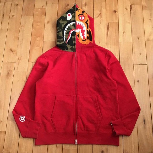 BAPE Crazy Face Tiger Shark full zip Hoodie a bathing ape