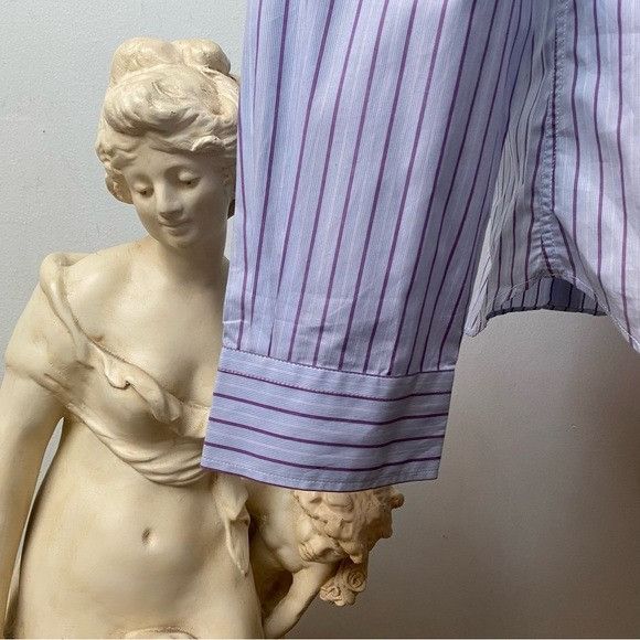 Just Cavalli Just Cavalli Pinstriped Hidden Button Shirt Made in Italy Size US L / EU 52-54 / 3 - 9 Thumbnail