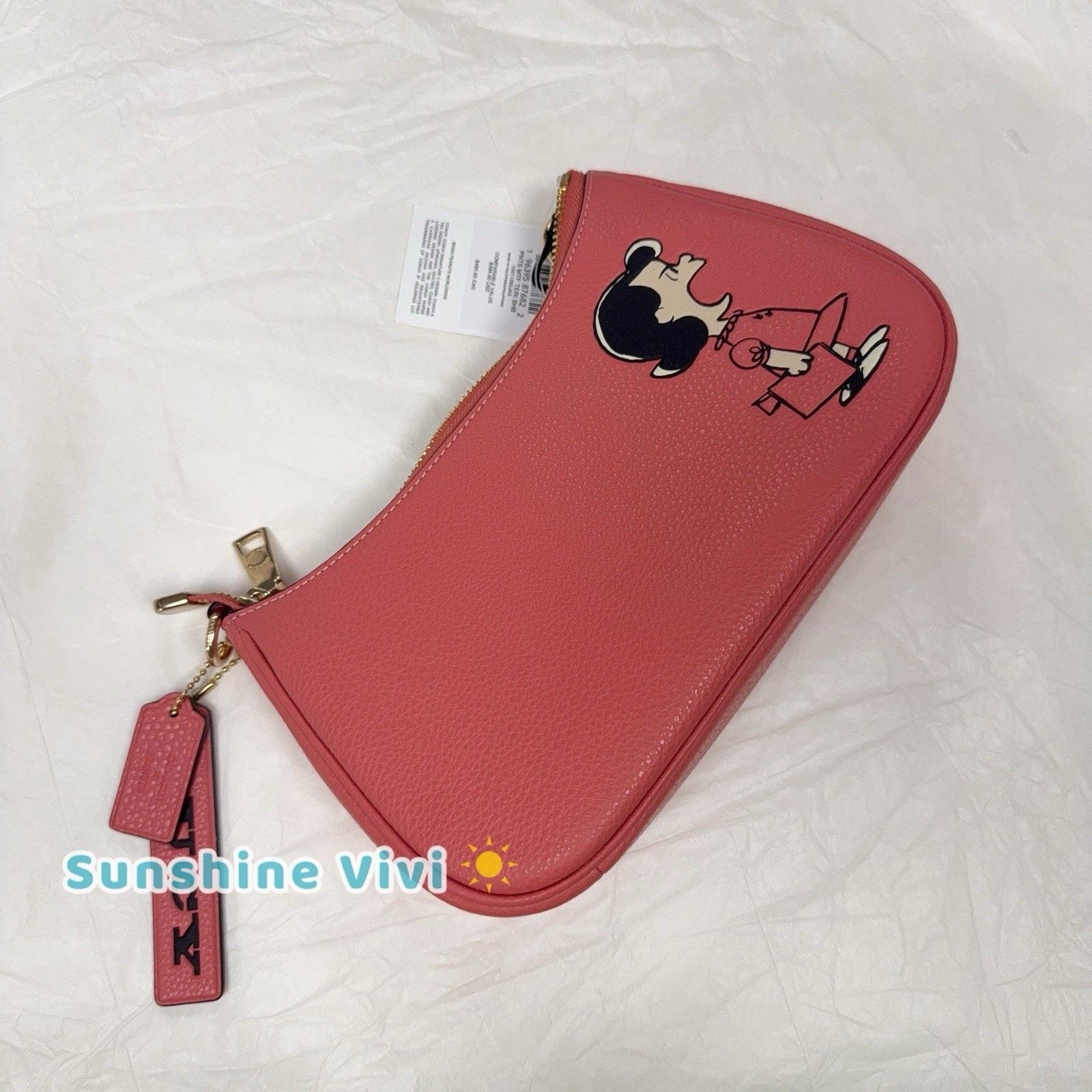 Coach NWT COACH x PEANUTS Teri Shoulder Lucy Bright Coral CBM32 Size ONE SIZE - 4 Thumbnail