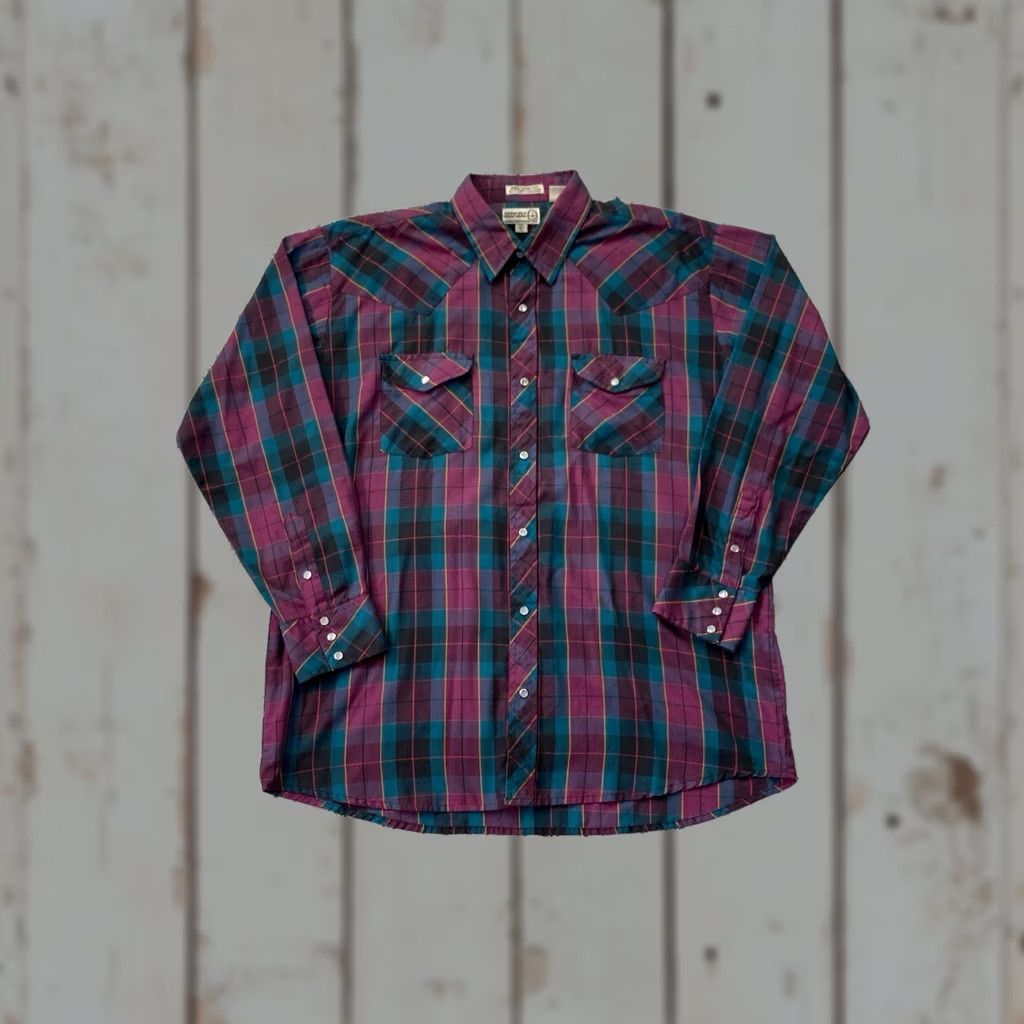 Vintage VINTAGE Sheplers Purple Plaid Pearl Snap Western Shirt Mens XL Cowboy Western Shirt Size US XL / EU 56 / 4 - 1 Thumbnail