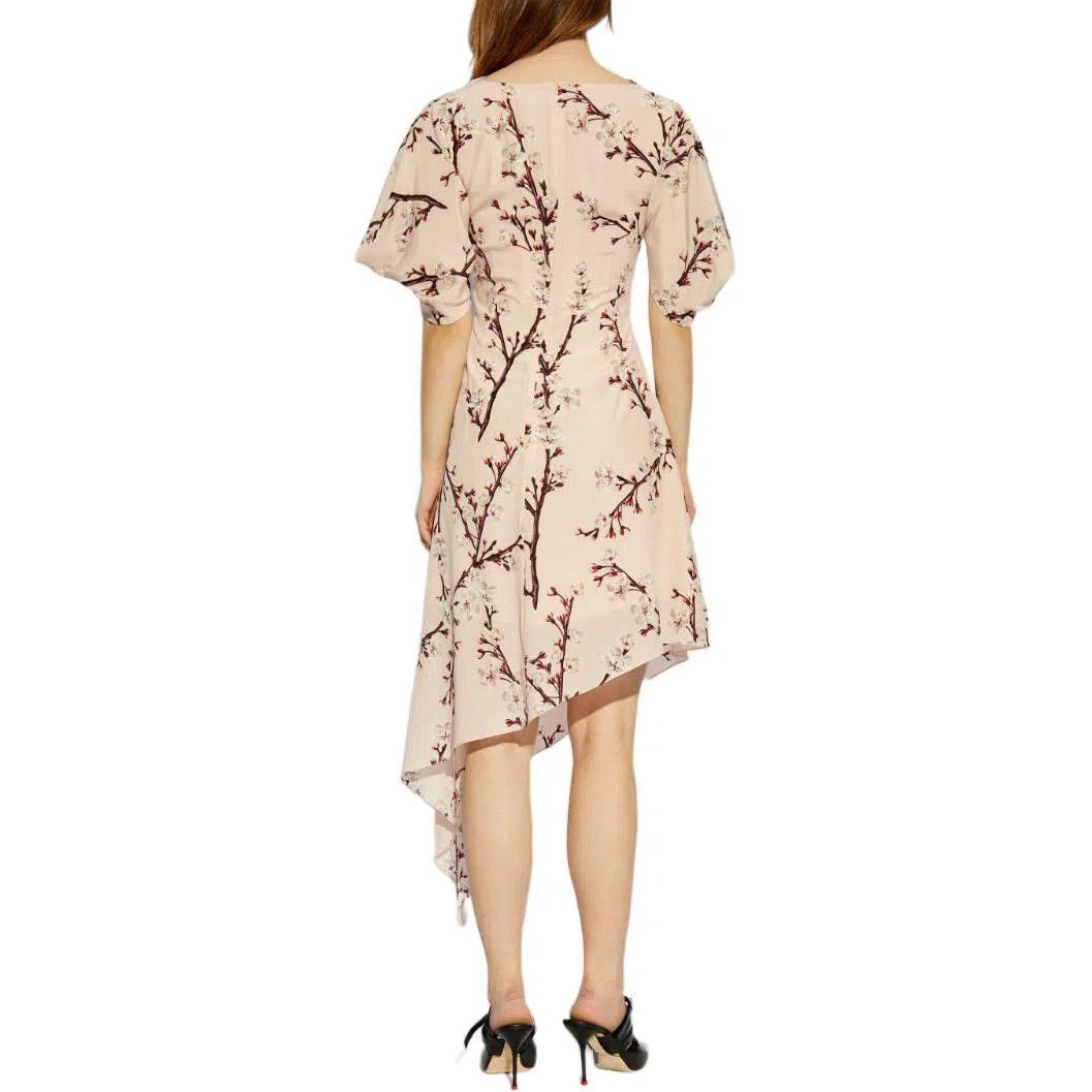 Alexander McQueen o1srvl11e0326 Blossom Asymmetric Midi Dress in Multicolor Size S / US 4 / IT 40 - 4 Thumbnail