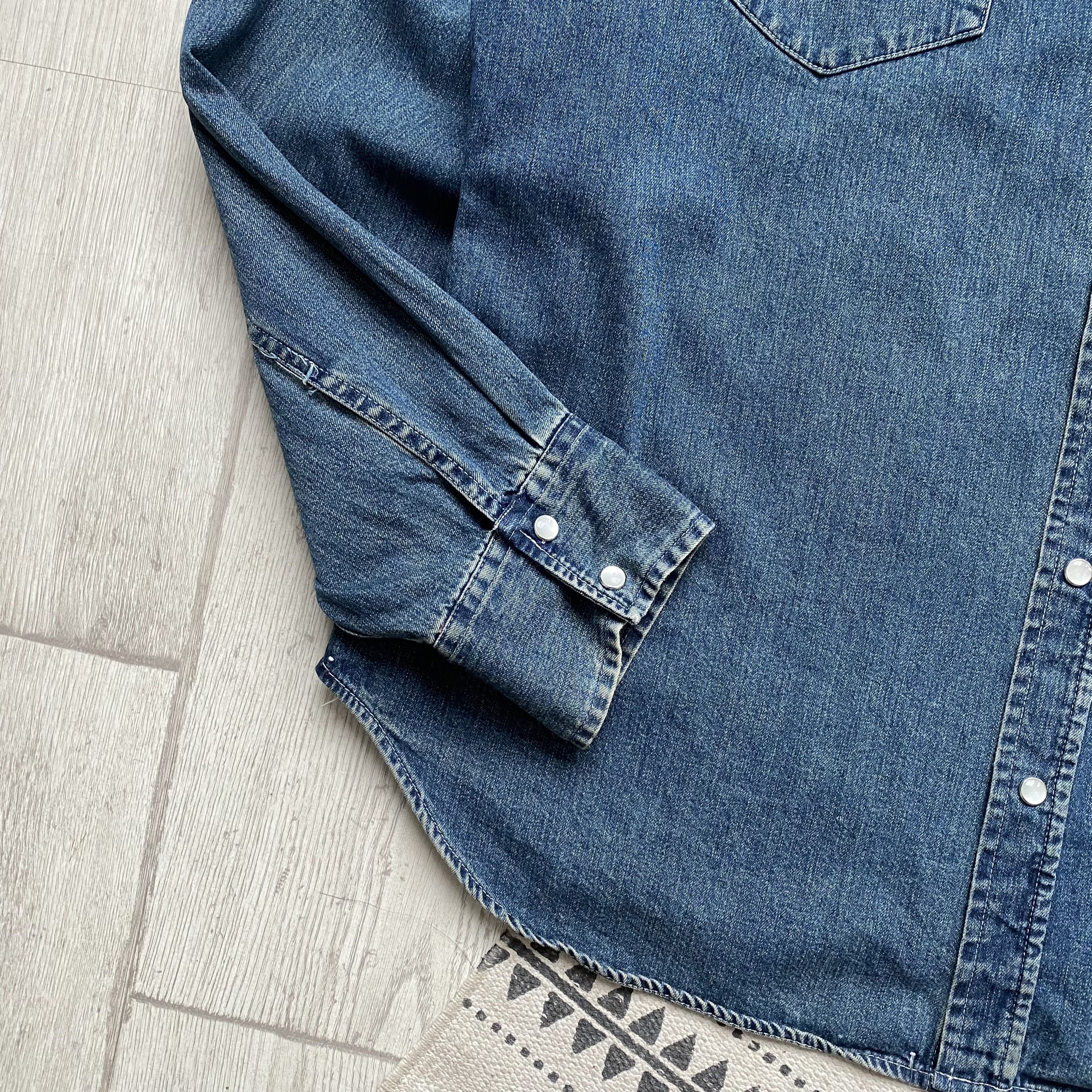 Cowboy Equipment 👔 Vintage Levis Denim shirt Western Cowboy Diesel Wrangler Size US XL / EU 56 / 4 - 6 Thumbnail
