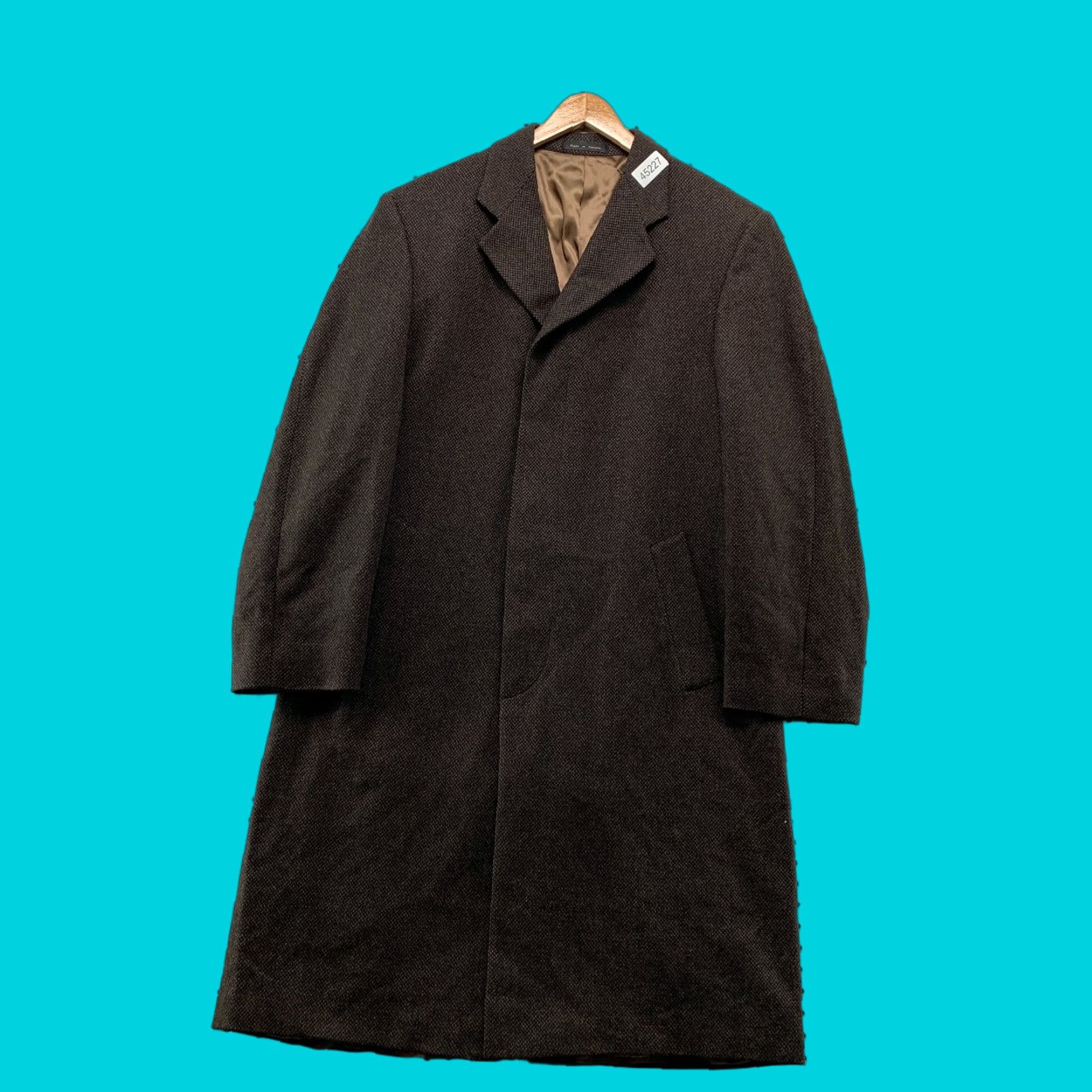 VINTAGE Hart Schaffner Marx Coat Mens 44T Wool Tweed Brown Overcoat 90s Wool Cashmere Long Coat Urban Business Casual 90s Mens