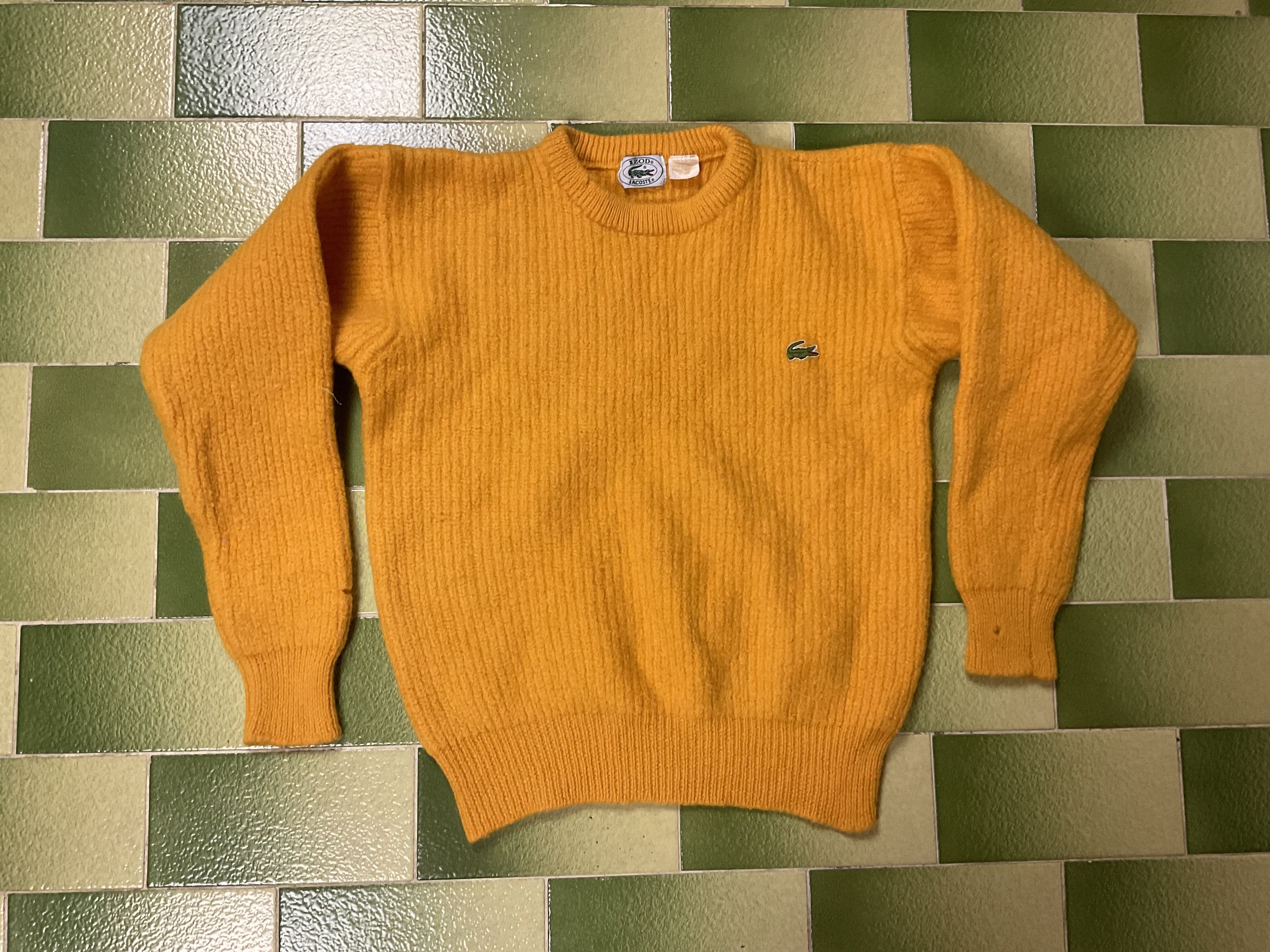 image of Izod Lacoste Wool Knitted Jumper Sweater Vintage Pullover in Yellow, Women's (Size XS)