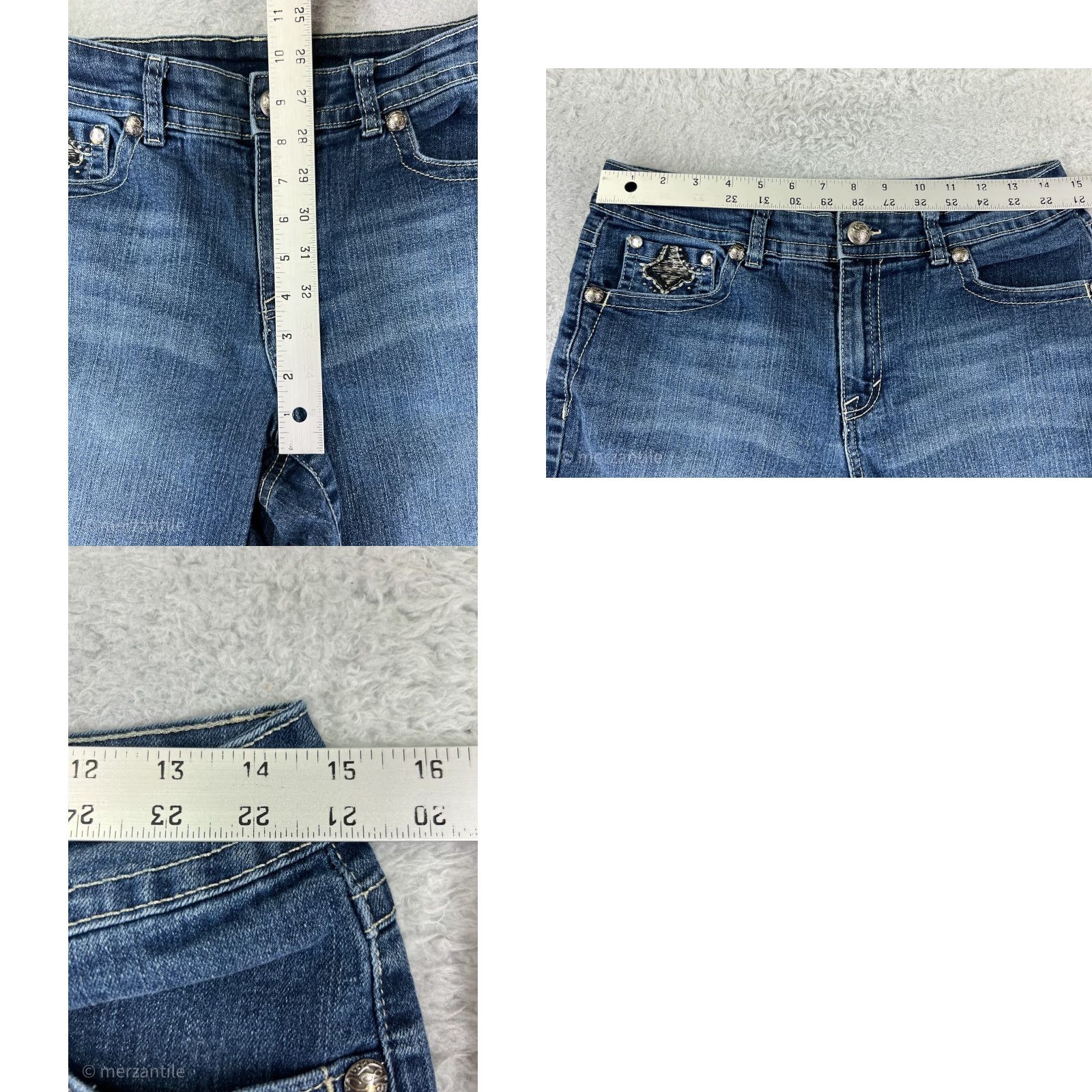 Vintage Style&co. Jeans Womens 8 Blue Denim Straight Leg 5-Pocket Design Bling Embroidered Logo Medium Wash Fall X-Options Mens? Size 30" / US 8 / IT 44 - 9 Thumbnail