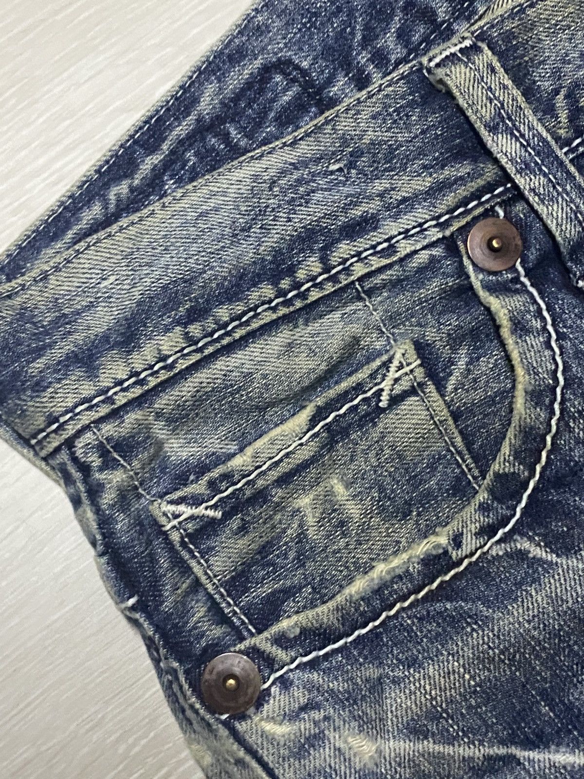 Tornado Mart Vintage BlueWay Garment Jeans Maker Crack Wash Flare Jeans Size US 33 - 11 Thumbnail