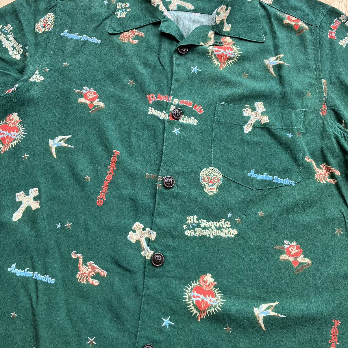 Japanese Brand 291295 HOMME DAY OF THE DEAD DARK GREEN OPEN COLLAR SHIRT Size US M / EU 48-50 / 2 - 5 Thumbnail