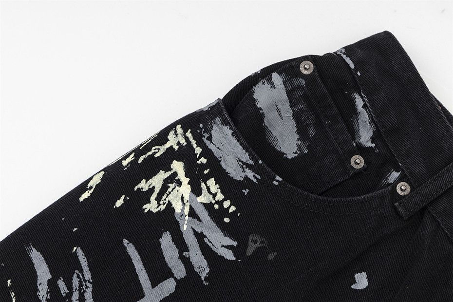 Japanese Brand × Jean × Vintage Baggy Jeans Graffiti Letter Black Loose Size US 29 - 4 Thumbnail